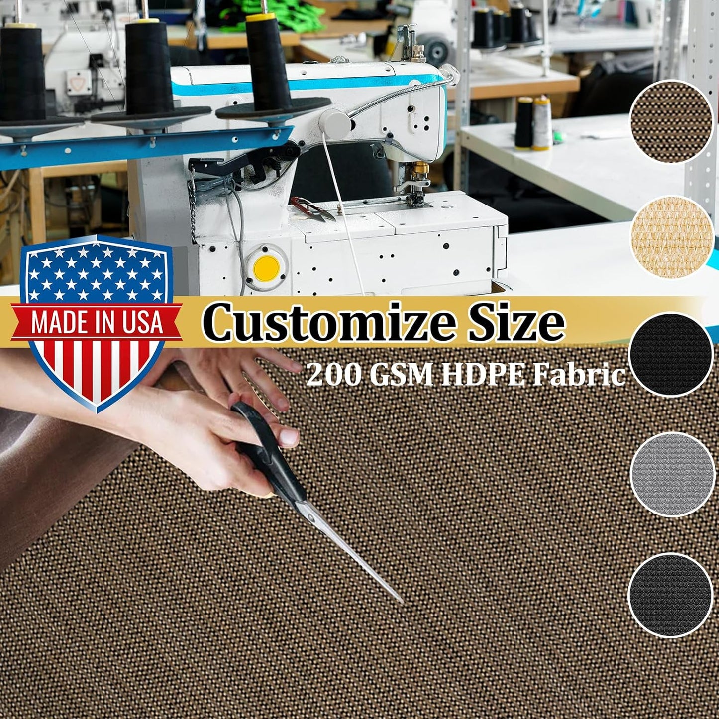 Shade&Beyond Customized Size 12' X 14' Shade Cloth with Grommets, 90% UV Protection UV Protection Mesh Tarp Sun Screens for Patio GN01, Mocha