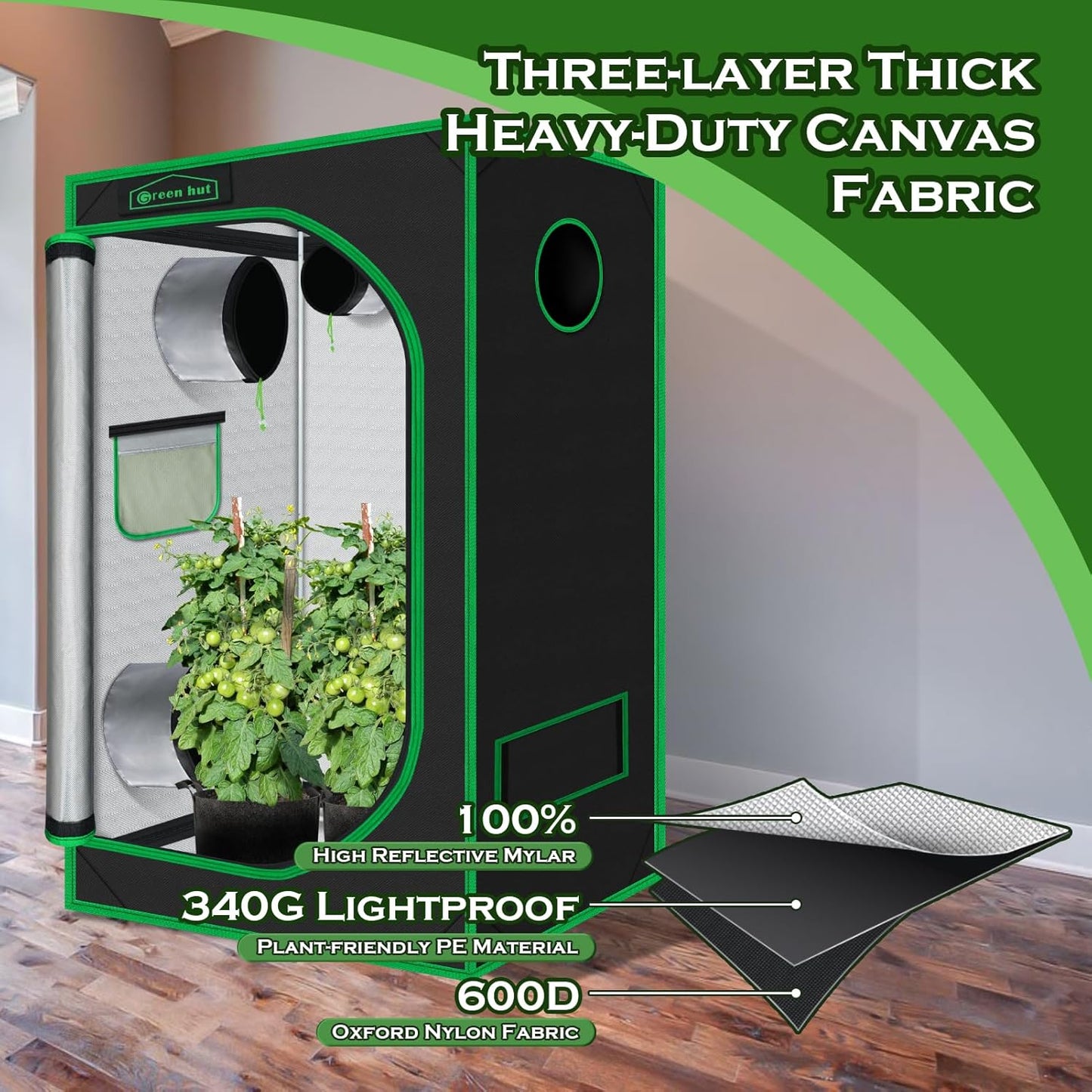24"x36"x60"Grow Tent for Plants Mylar Hydroponic Grow Tents Indoor Grow Room for Plant Fruit Flower Veg with Removable Waterproof Floor Tray