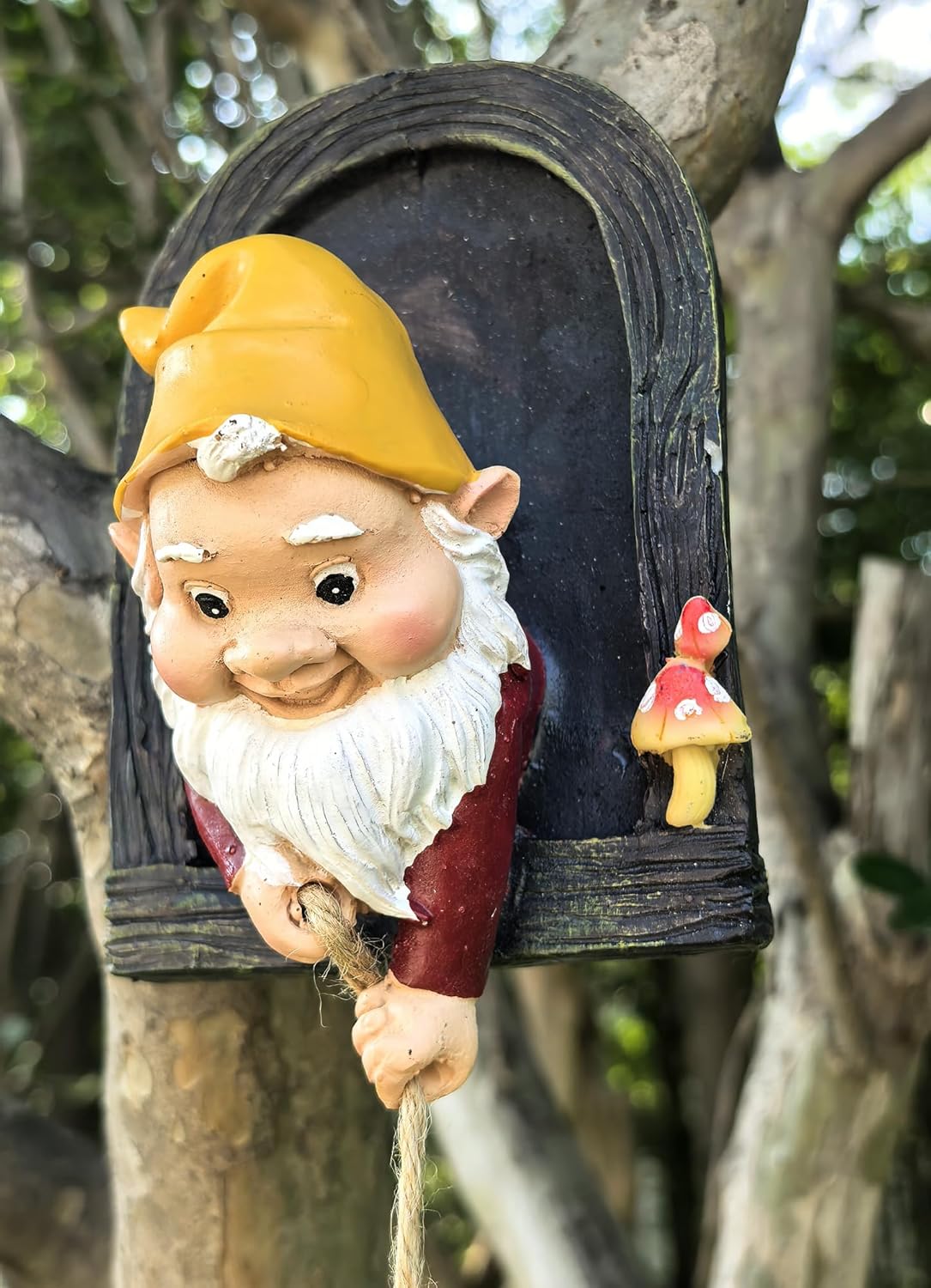 Gnome Garden Decoration Climbing Tree Decor Outdoor,Fairy Door Tree Face Figurine Lawn Patio Decor,Funny Climbing Elves Tree Peeker Sculpture Yard Art