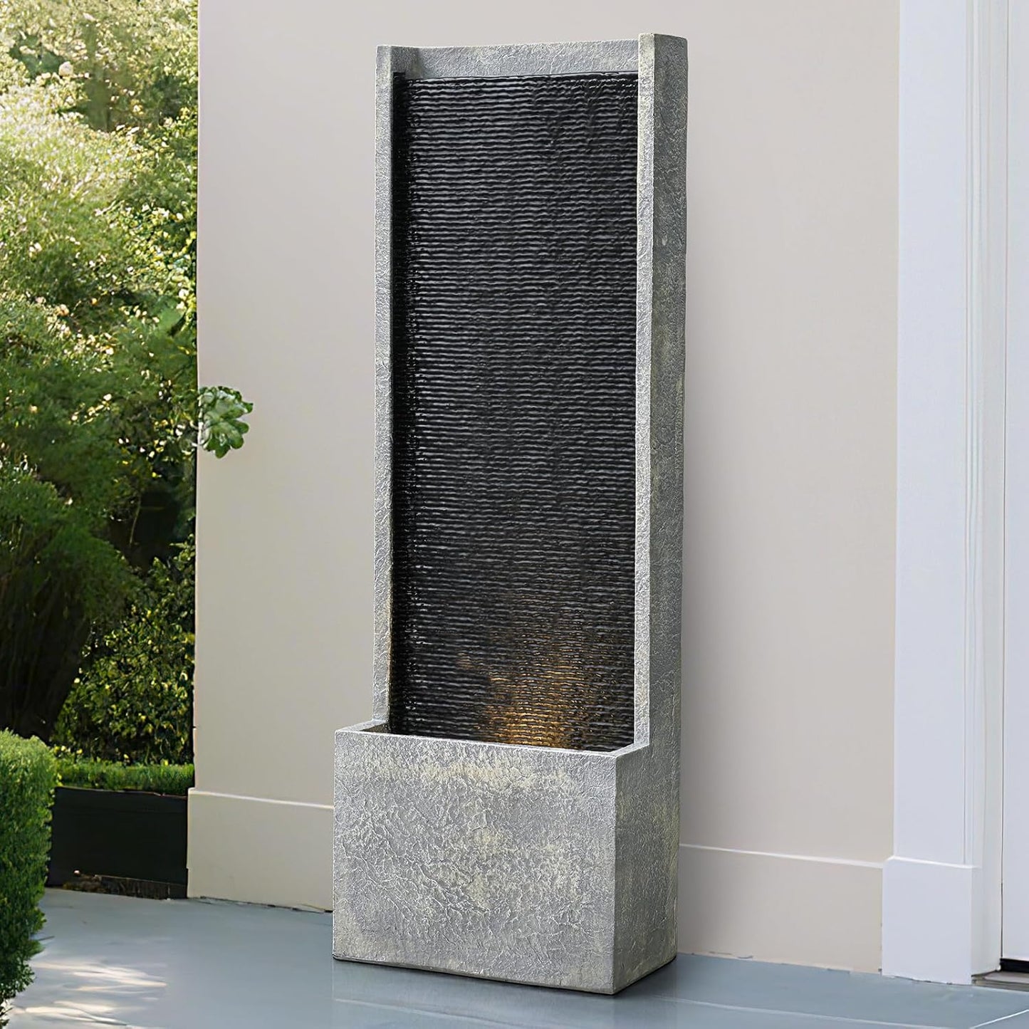 50" Outdoor Fountains and Waterfalls LED - Patio Water Fountains for Outdoor Gardens Backyards Lawns Balconies Landscaping and Outdoor Living Spaces