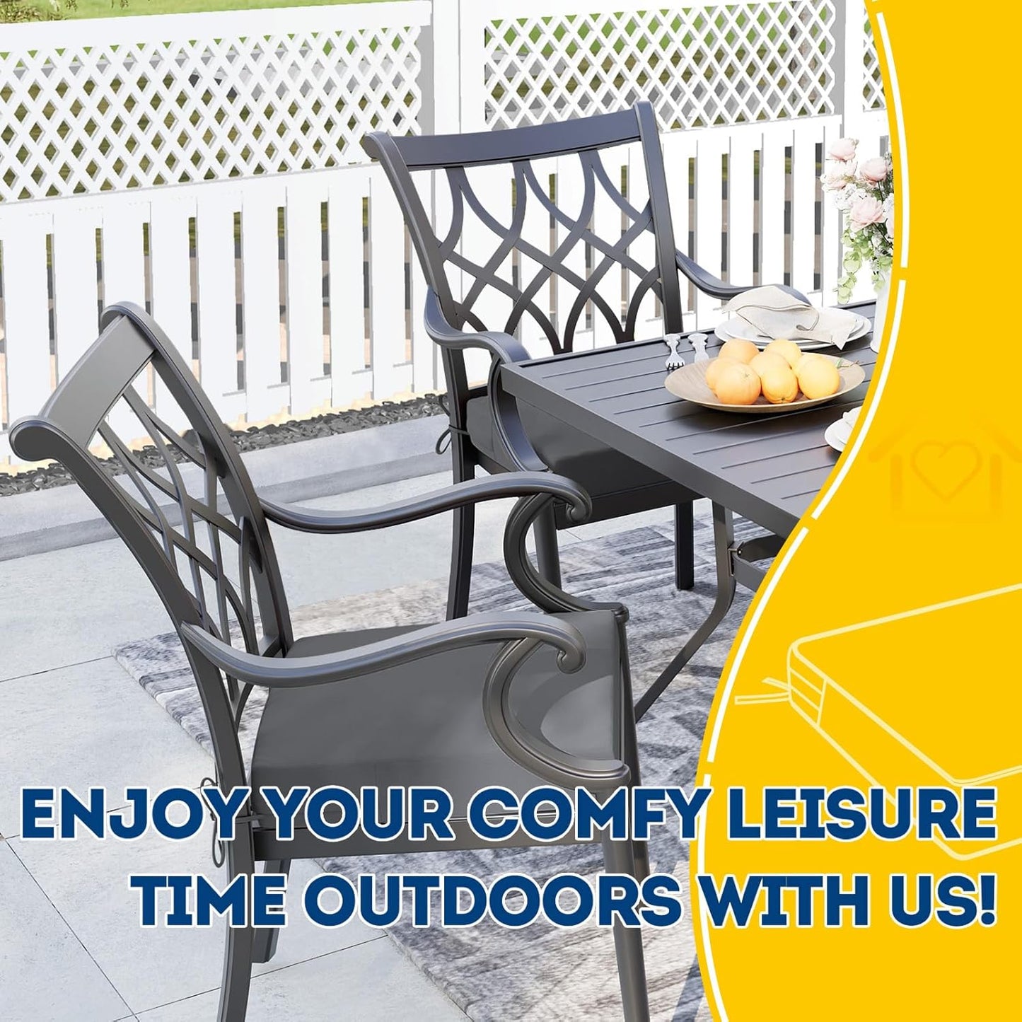 AAAAAcessories Outdoor Seat Cushions for Chairs, Waterproof, Fade-Resistant Patio Furniture Replacement Cushions, 21" x 21" x 4", Set of 2, Dark Gray