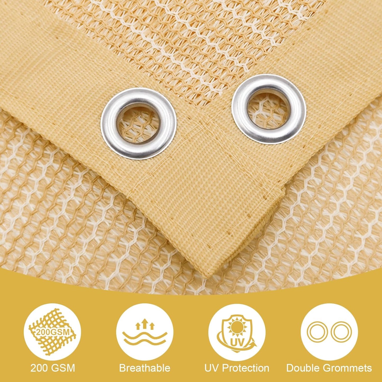 Shade&Beyond 90% Sun Shade Cloth with Grommets, 6' X 10' Pergola Shade Cover Canopy, Mesh Tarp Sun Screens for Patio, Outdoor, Garden, Backyard, Wheat