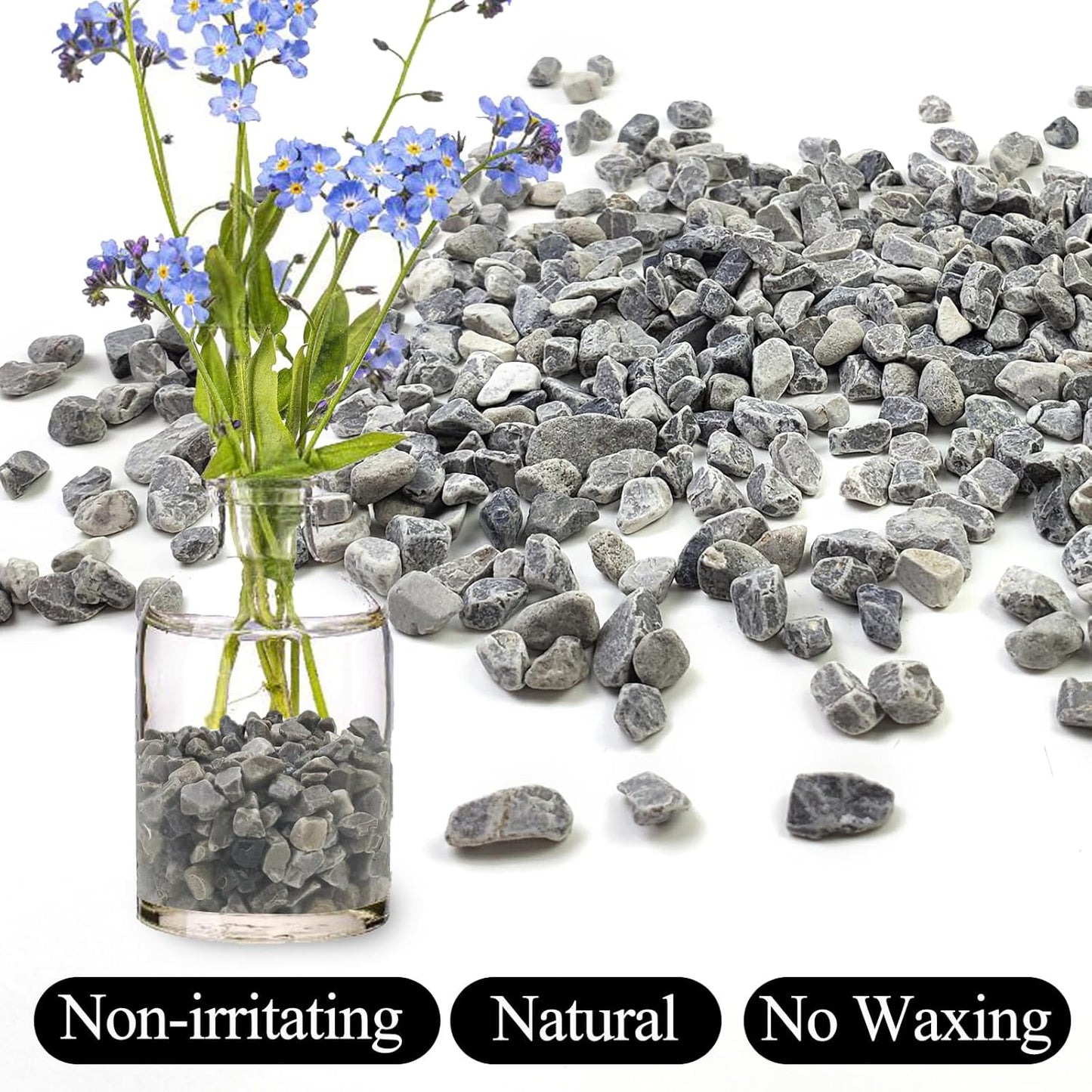 2lbs Grey Pebbles for Landscaping, 3/8inch Small Rocks for Succulent Cactus Plants, Natural Polished Pebbles, River Rocks for Plants, Vases, Gardening