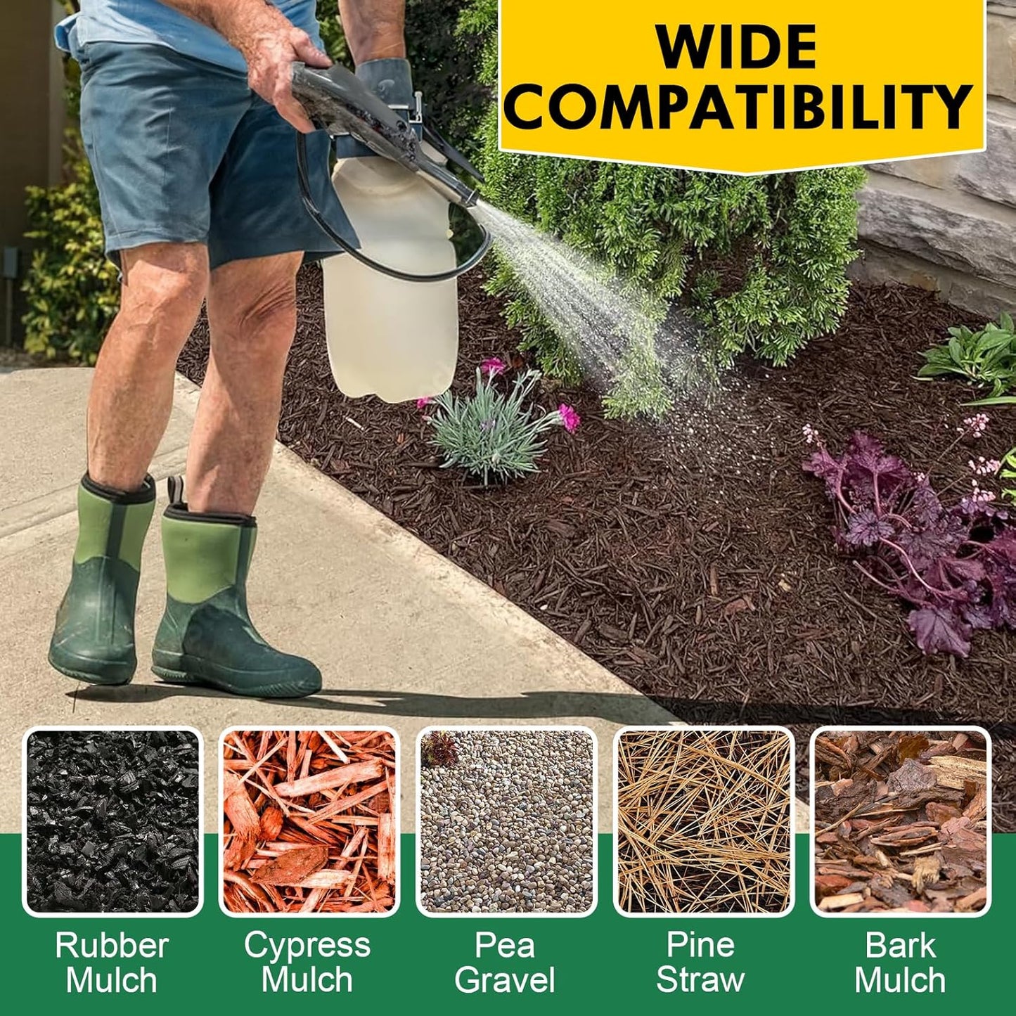 JDiction Mulch Glue for Landscaping – 1 Gallon Gravel Binder, Rubber Mulch Stabilizer, Landscape Mulch Lock Adhesive, Concentrated Rock Glue for Landscaping, Non-Toxic, Fast Drying, Lasts up to 2 Year