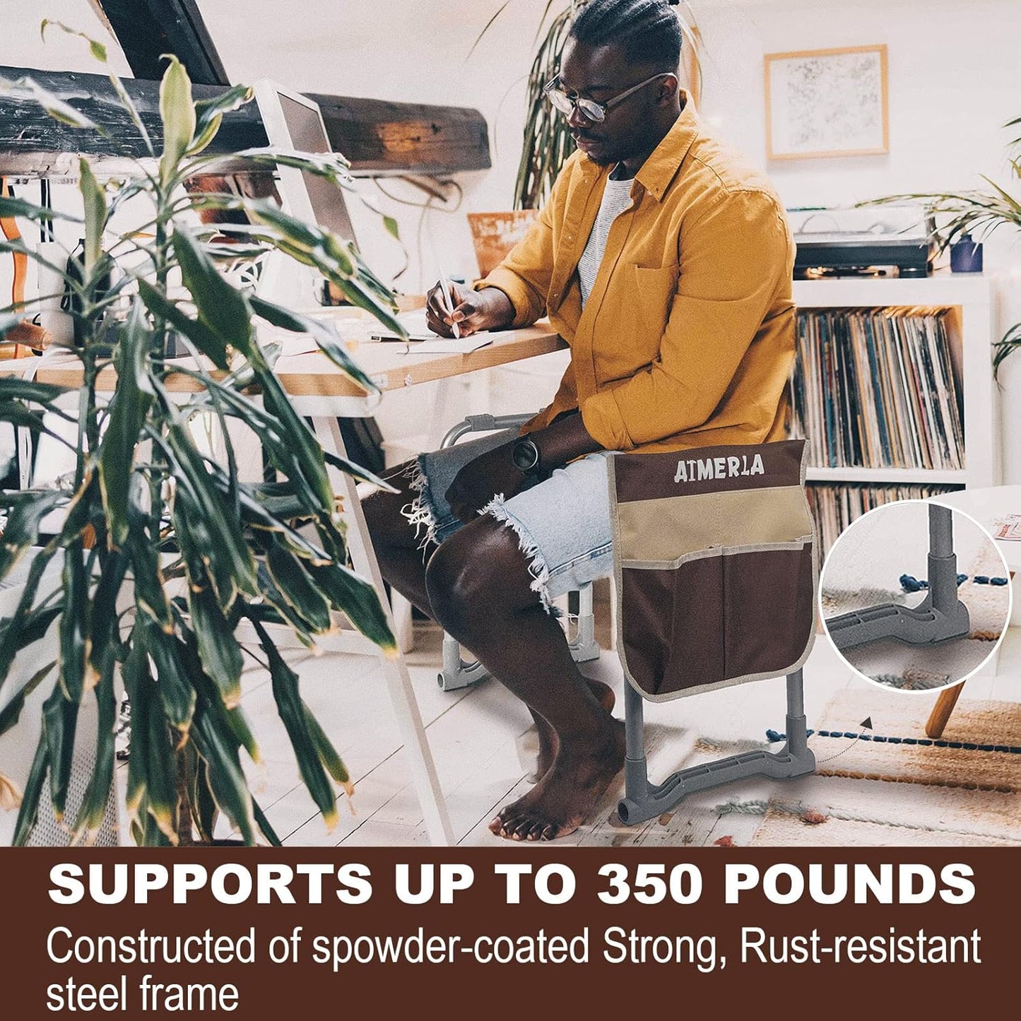 Foldable Garden Kneeler Seat Heavy Duty [Upgraded Widened Thick Kneeling Pad] Garden Stool with Large Garden Tool Bags with Pockets - Portable Garden Bench Gardening Gifts for Parents