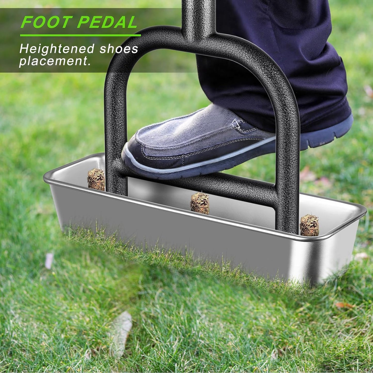 Dolibest Lawn Coring Aerator, Manual Lawn Aerator, 3 Stainless Steel Corer Plug Aerator with Soil Core Storage Tray, Pre-Assembled Manual Grass Aerating Tool & Clean Hand Tool, Improving Lawn Health