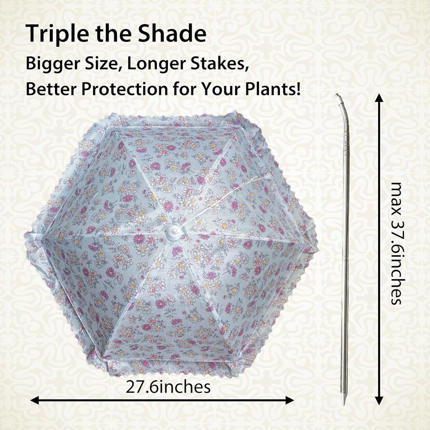 TIMSO Adjustable 3 Pack Plant Shade Umbrella for Outdoor Garden - Sun Protection Cloth & Umbrella for Plants, Potted Plants, and Garden Beds