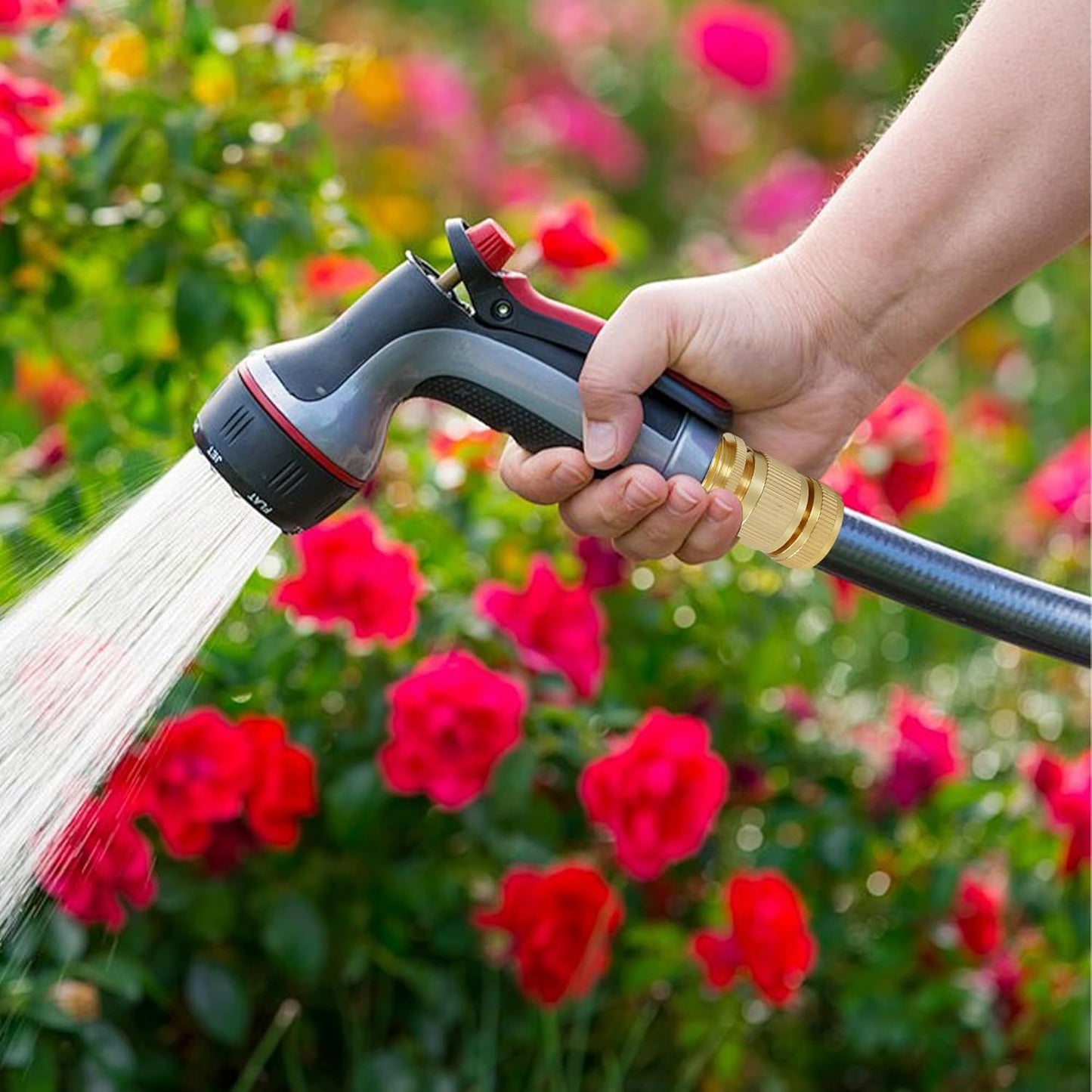 Hourleey Garden Hose Quick Connect, 8 Set Solid Brass 3/4 Inch GHT Thread Garden Hose Quick Connect Fittings, No-Leak Male and Female Water Hose Quick Release Connectors