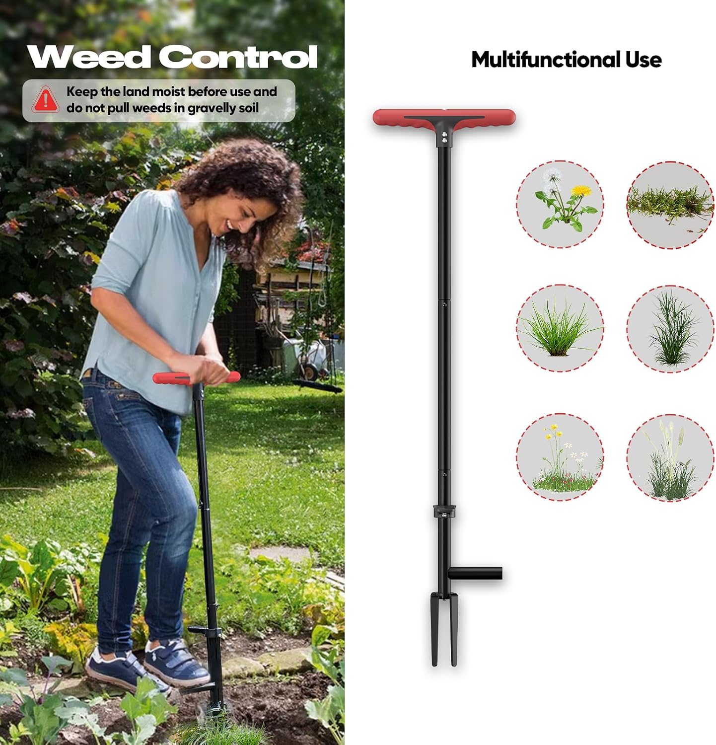 FLORA GUARD Weed Puller Tool with Long Handle - Stand-Up Weeding Tool for Lawn & Garden, Effortlessly Remove Roots Without Bending or Kneeing, Extra Long Gripper for Dandelion & Deep Roots