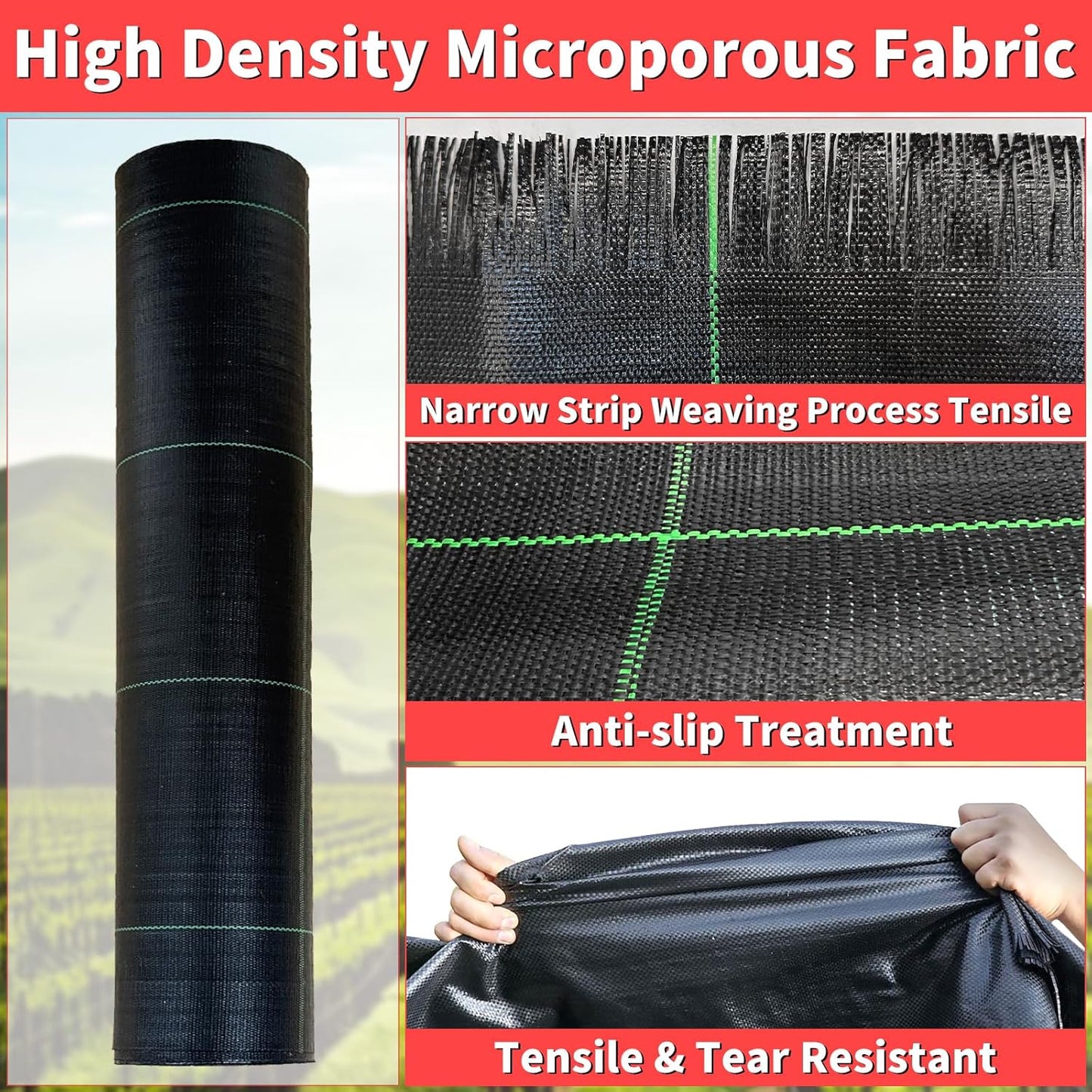 3ft x 300ft Landscape Fabric -Heavy Duty Weed Barrier Fabric for Landscaping, Weed Blocker Cloth,Geotextile Fabric for Garden, Driveway & Ground Cover, Garden Weed Mats,Grid Design