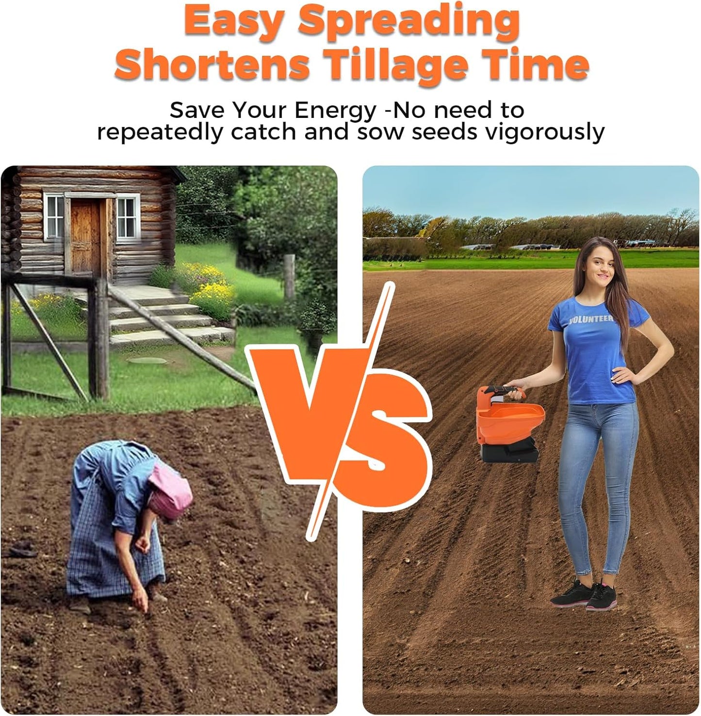 Seed Spreader, USB Rechargeable Handheld Grass Seed Spreader, Fertilizer Spreader with 8 Seed Settings & 6 Speed Levels, Lawn Spreader for Seed, Feed, Weed, and Salt (Battery Included)