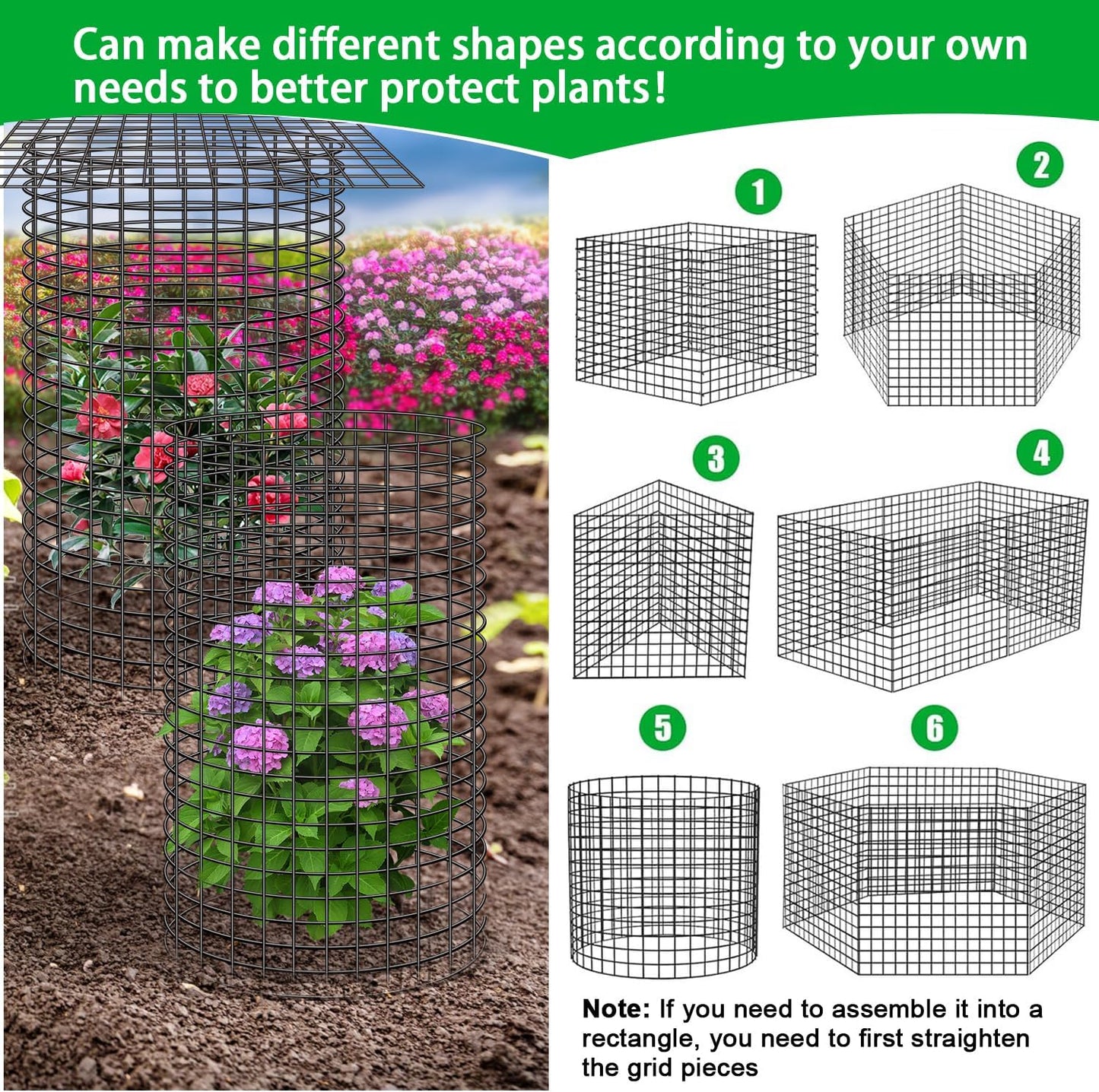 10 Pcs 11.8"x 11.8"/11.8"x 19.6" Available Chicken Wire Cloches for Plants, Plant Protector from Animal, Garden Covers Netting Iron Wire Mesh to Protect Plants Vegetables from Rabbit Squirrel Chicken