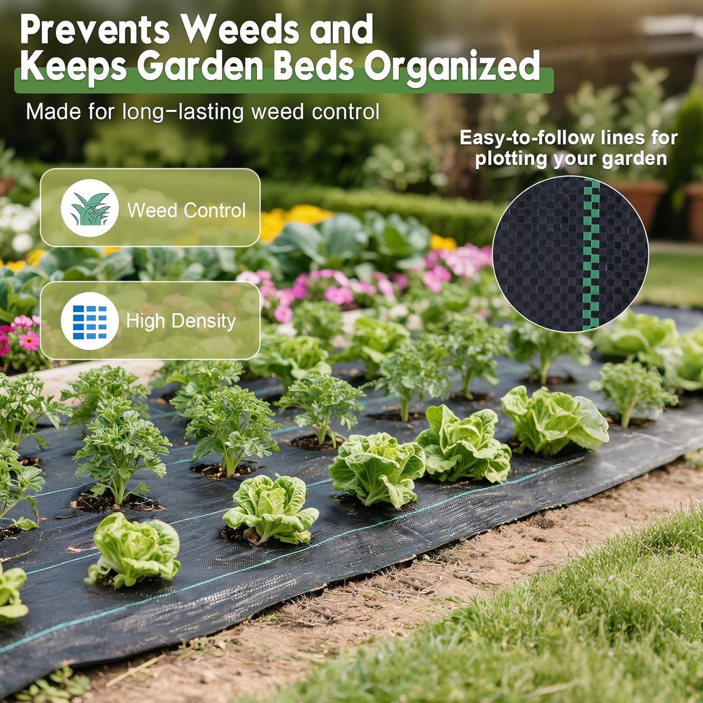 3FTx50FT Weed Barrier Fabric Heavy Duty, Gardening Landscape Fabric Cover Mat, Durable Weed Control Fabric for Garden Bed Cover, Landscaping, Commercial Driveway, Underlayment Use (3x50FT-3.2OZ)