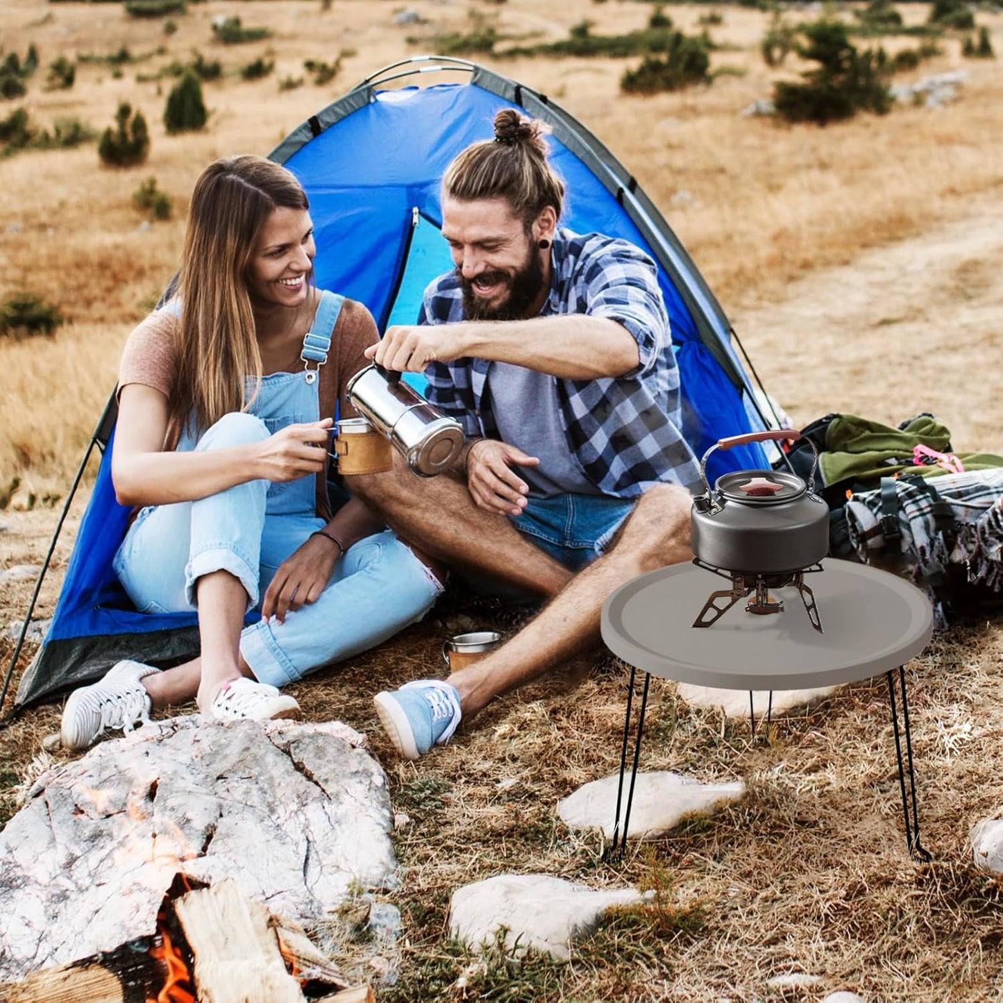 Home or Outdoor Multi-Functional Folding Portable Space-Saving Table (Grey)