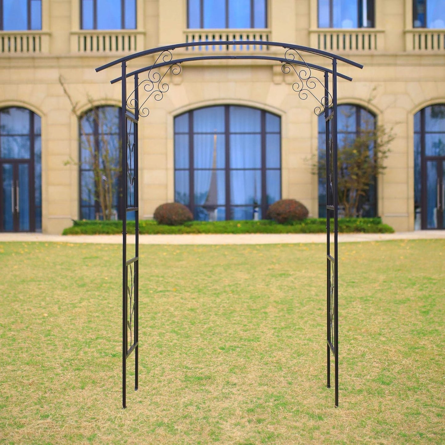 Steel Garden Arch, 6'10" High x 4'11" Wide, Garden Arbor for Various Climbing Plant, Outdoor Garden Lawn Backyard