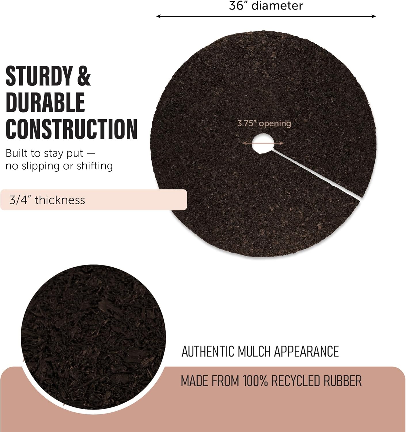Rubberific 36" Recycled Rubber Mulch Tree Ring Easy Install Looks Like Real Mulch 2 Pack - Brown