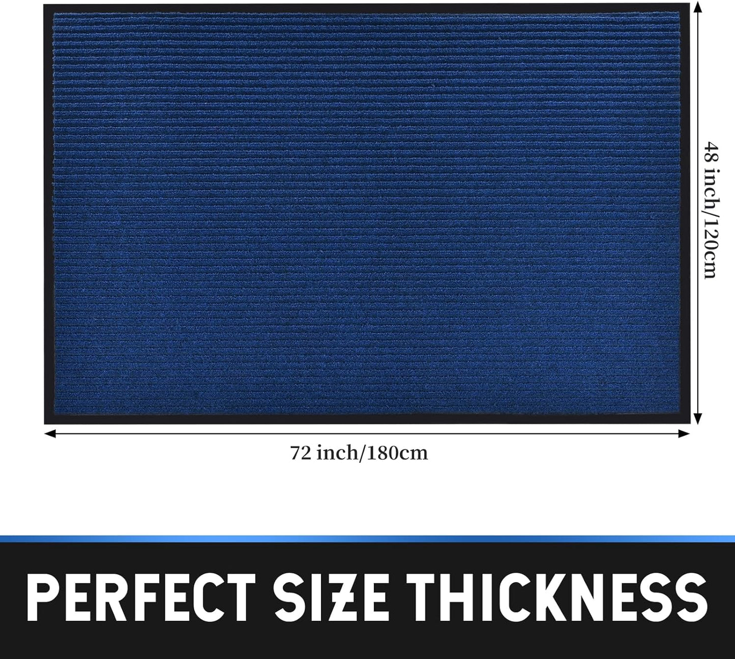 Profile Rubber Door Mat, 72x48inch, Heavy Duty, Entrance Doormat, Indoor and Outdoor, Waterproof, Easy Clean Shoe Scraper, Home Rug Welcome Mats for Entryway, Patio, Porch(Blue)