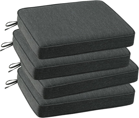Outdoor Square Corner Seat Cushion, 19"x19"x3", Set of 4, Non Slip Seat Cushion Pads with Removable Cover for Patio Furniture, Garden Yard Lawn, Charcoal Gray
