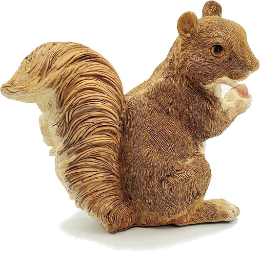 Brown Squirrel Statue with Acorn – Hand-Painted Polyresin Garden Figurine for Lawn & Patio – Small Nature-Inspired Outdoor Décor