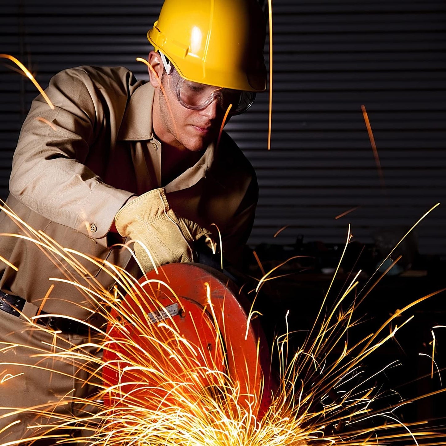 HLDD HANDLANDY Leather Work Gloves for Men & Women, Adjustable Wrist Cowhide Gardening Glove with Reinforced Palm for Driver