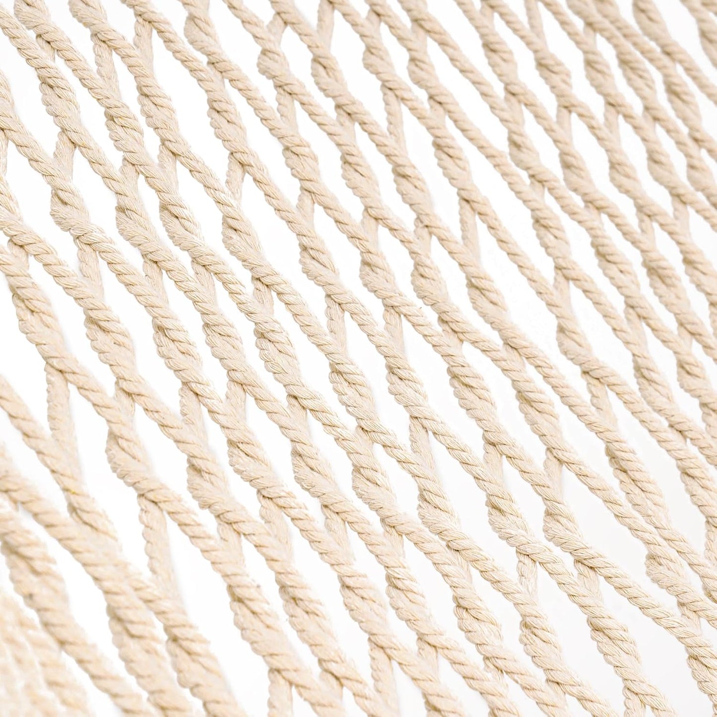 Lazy Daze Hammocks Double Rope Hammock, 2 Person Traditional Outdoor Hand Woven Cotton Rope Hammock with Spreader Bar, Chains, Tree Straps for Patio Yard - Max 450 Lbs, Natural