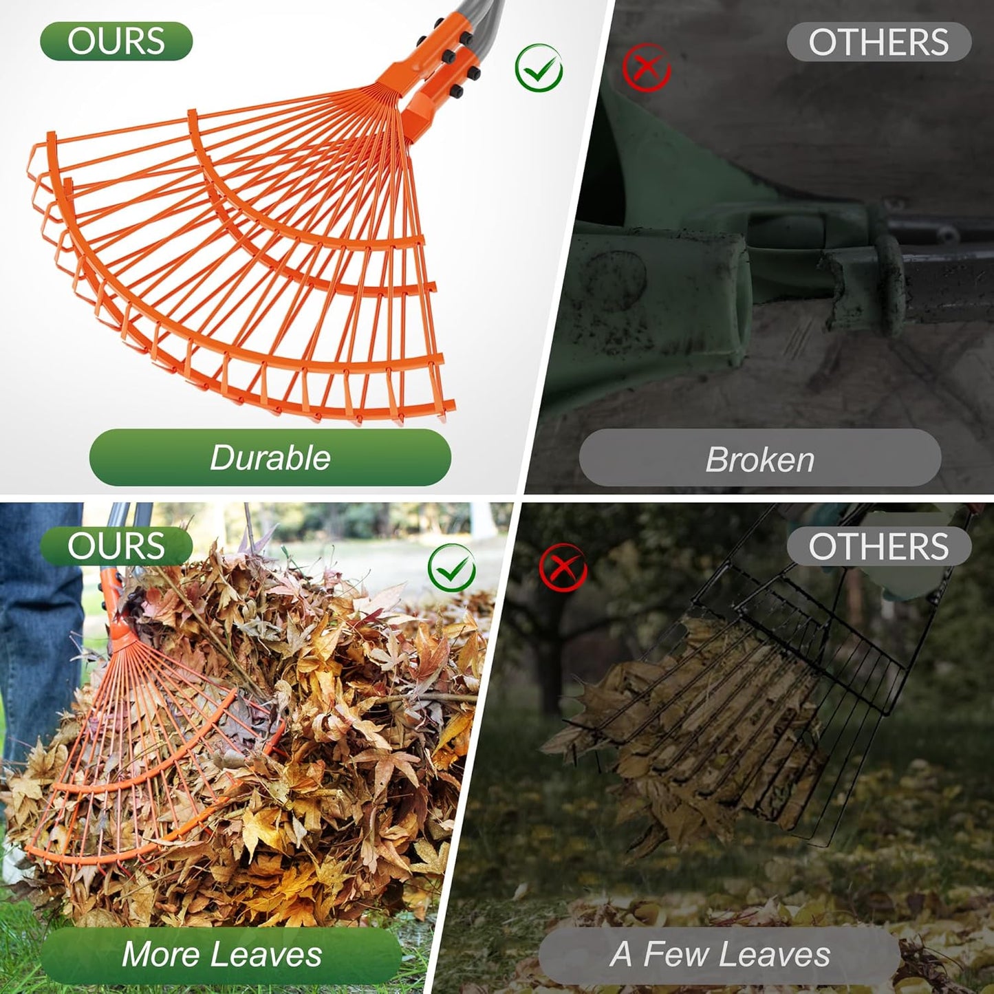 Walensee Leaf Grabber Rake, Leaf Collector Tool with Long Steel Handle & Steel Claw, Lightweight & Efficient Leaf Picker, Comfortable Grip, Ideal for Leaves, Twigs, Yard Waste Garden Cleanup