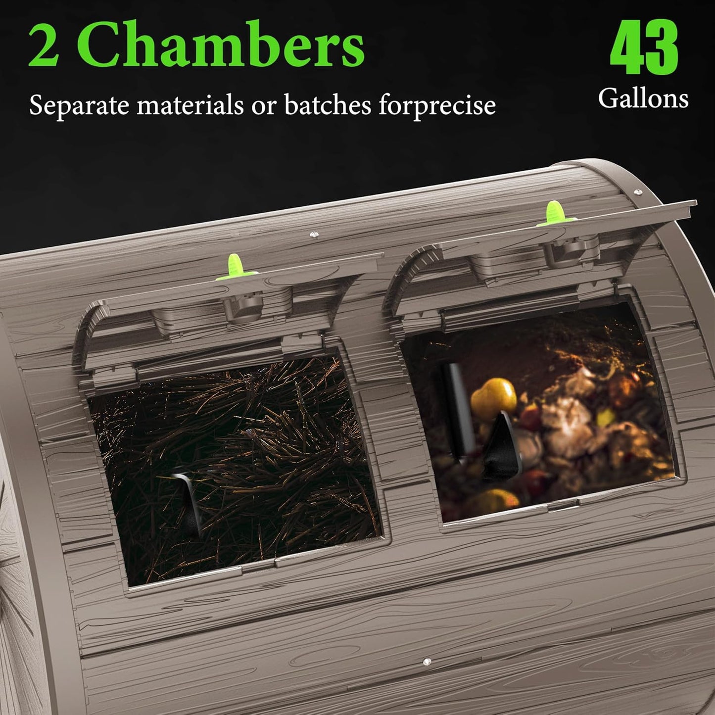 DRATO Compost Bin Outdoor 37.5 Gallon All-Season Dual Chamber Tumbling for Garden, Kitchen, Yard, Outdoor (Gray)