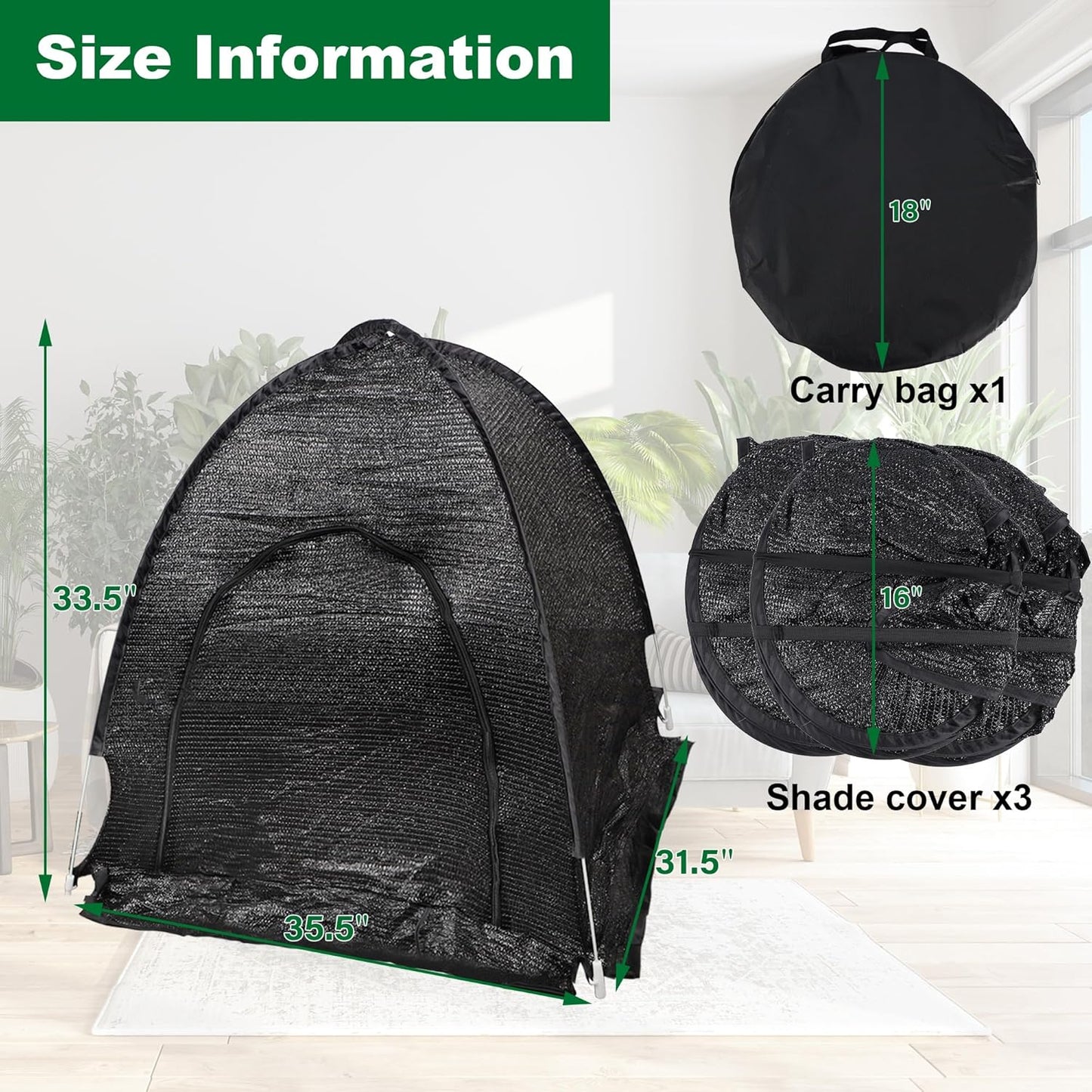 winemana 3 Pcs 70% Garden Plant Shade Tent, 33.5"x35.5"x31.5" UV Resistant Pop Up Sun Shade Netting, Protective Plants Cover for Outdoor Vegetable Fruit, Easy Setup Net to Keep Animals & Insects Out