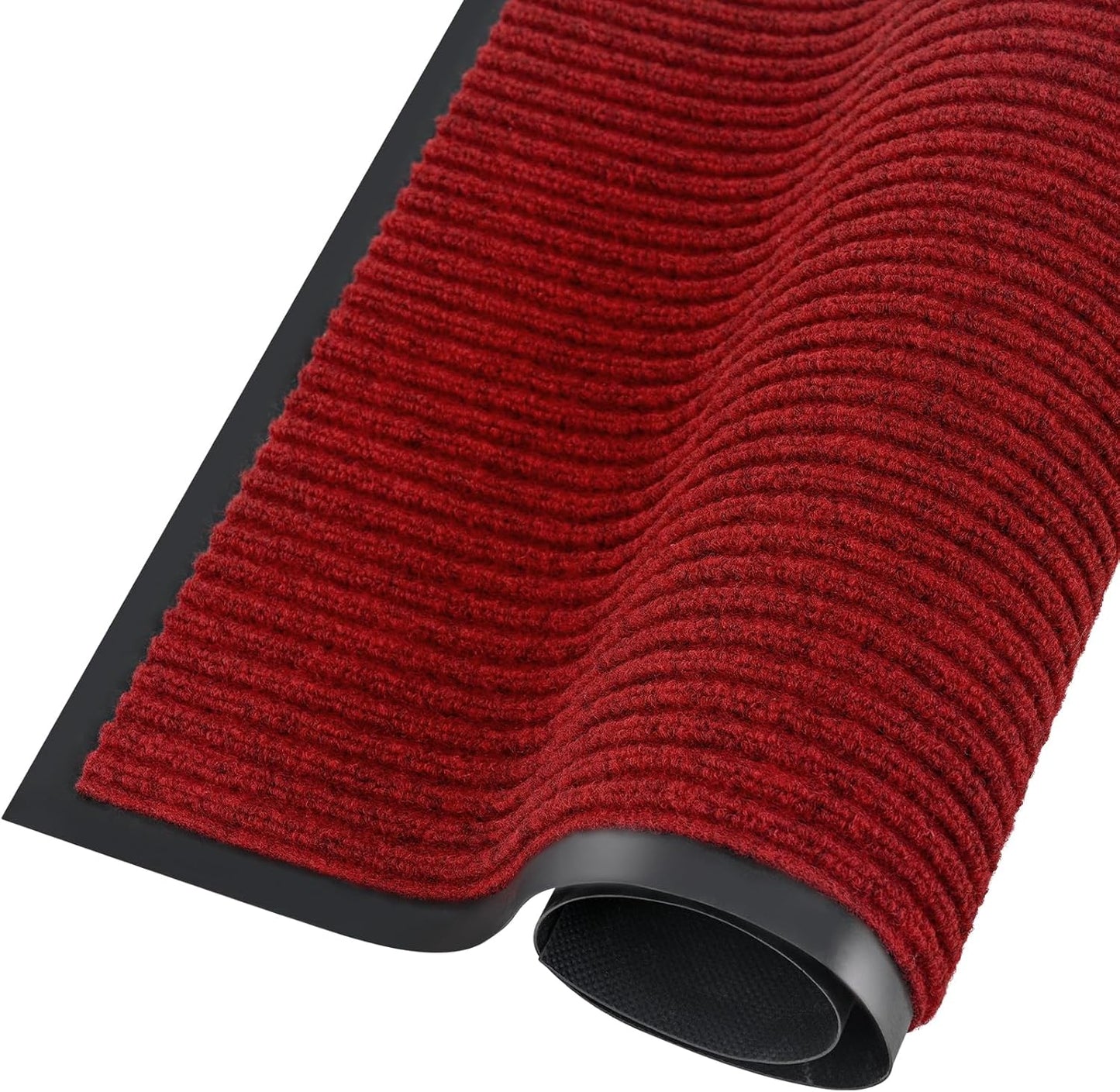 fani Heavy Duty Large Outdoor Indoor Entrance Black Doormat Waterproof Low Profile Entrance Rug Front Door Mat Patio Anti-Skid Rubber Back, 35x72 inch (Red)