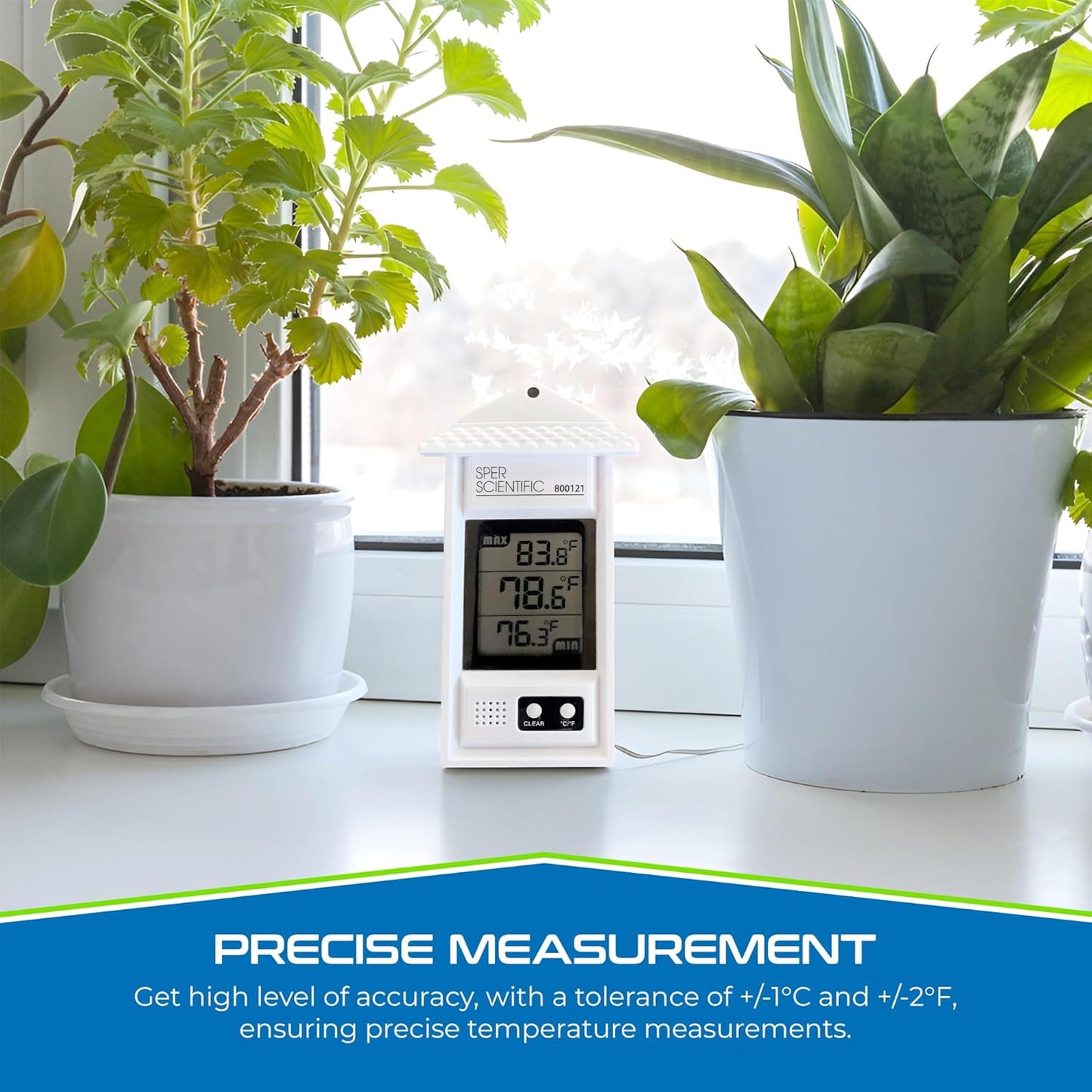 Sper Scientific Compact Digital Min/Max Thermometer 800121 - Wide Range Temperature Logger with Clear LCD Display - Ideal for Laboratories, Food Storage, HVAC & Greenhouses - 4 pc
