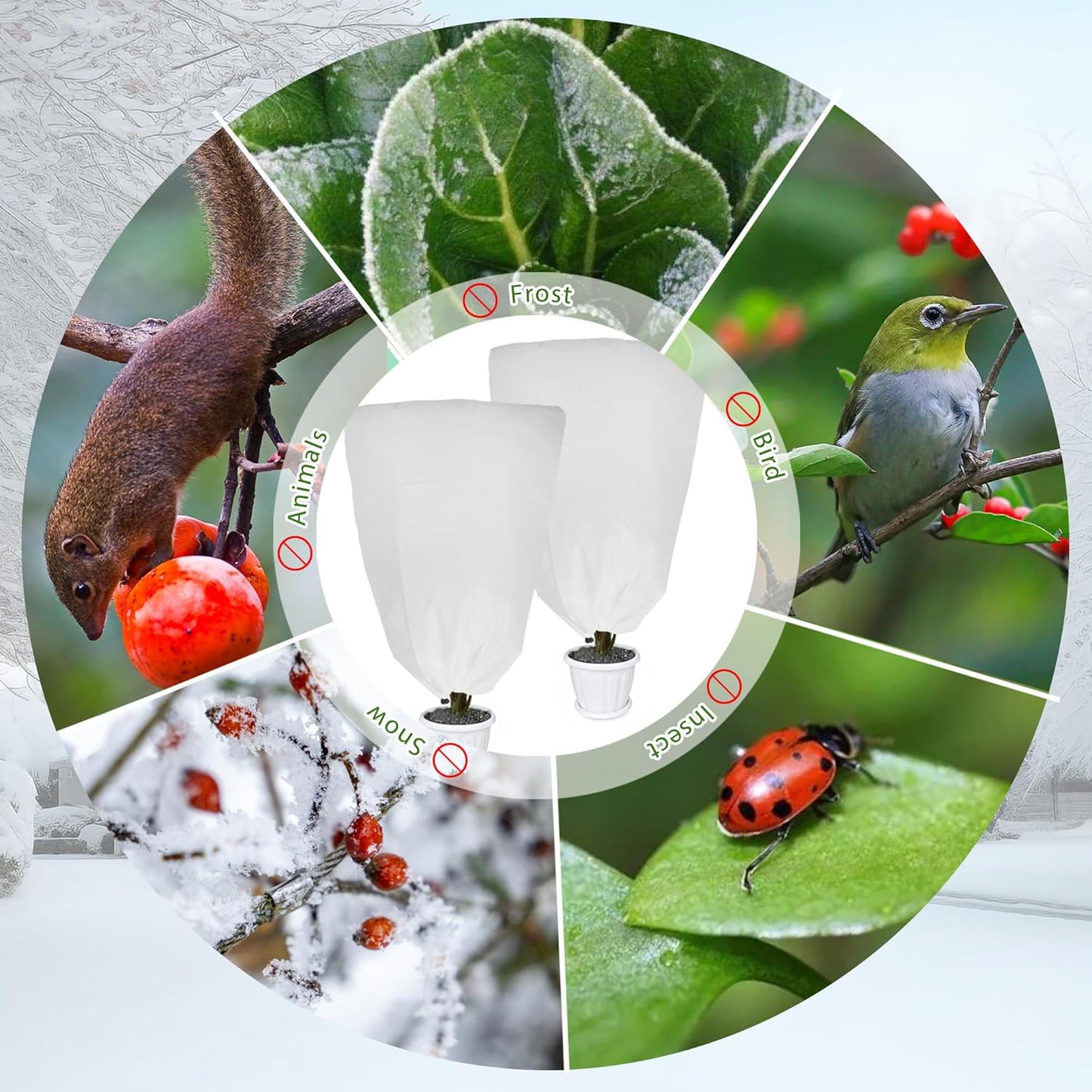 2 Pack Plant Covers Freeze Protection for Winter, 47.2"×31.5" Frost Cloths for Outdoor Plants Cold Weather Blankets with Drawstrings