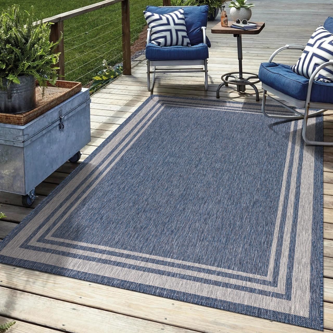 Keen Home Design Terrace Outdoor Area Rug - 5x8 Washable Indoor/Outdoor Rug for Patio, Kitchen, Balcony, Beach, Garden, Deck and Porch, Size: 5'3"x7'7"