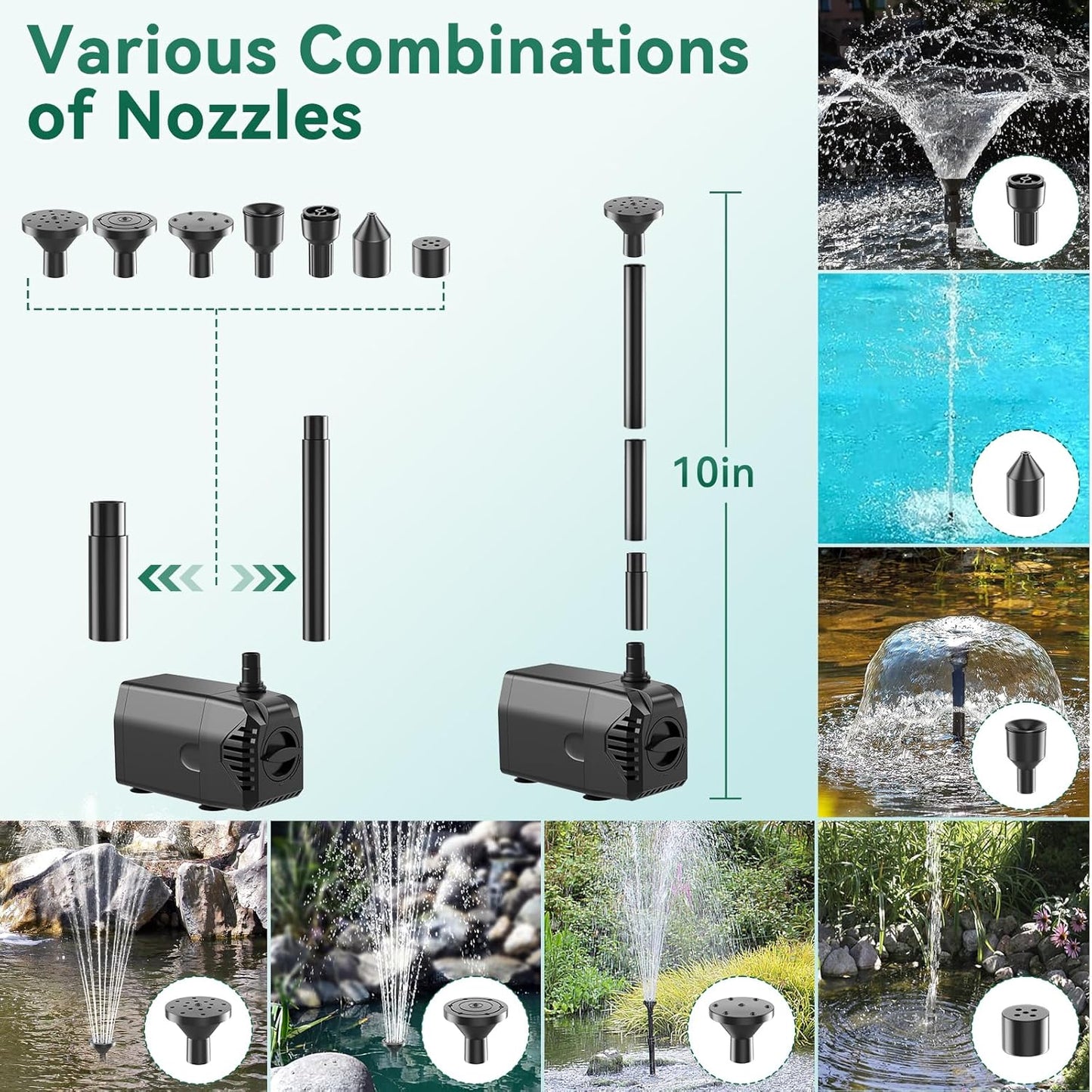 Antfraer Solar Pond Pump, 25W Solar Fountain Pump 410GPH Flow Adjustable with 16.5FT Cord/6.6FT PVC Tubing for Fish Pond Pool Garden Waterfall Hydroponics DIY Water Features