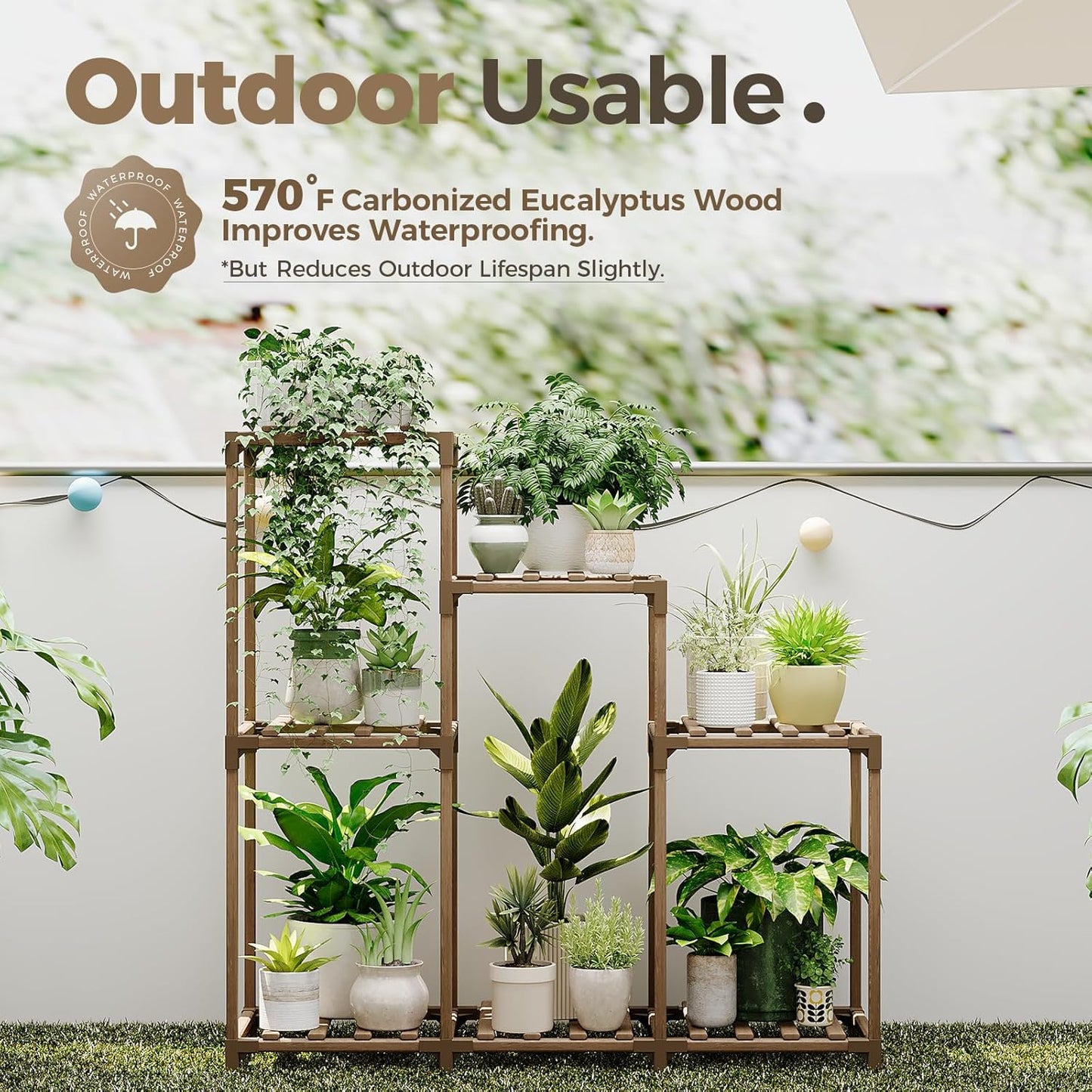 Bamworld Plant Stand Indoor Wood Plant Shelf Outdoor Tiered Plant Rack for Multiple Plants Upgrade 3 Tiers 7 Potted Ladder Plant Holder Plant Table for Mulitiple Pots Boho Decor Home Decor for Window Balcony Living Room Gardening Gifts