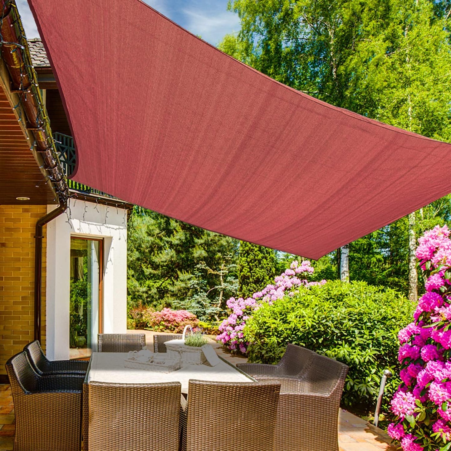 KANAGAWA 6'X6' Rust Red Custom Size Sun Shade Sail Square UV Block Canopy Cover for Patio Backyard Lawn Garden Outdoor (Customized Available)