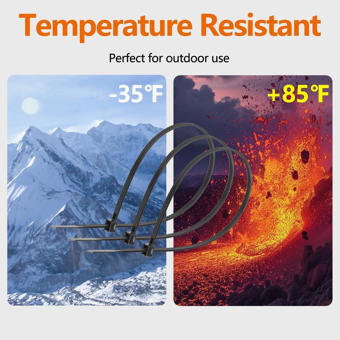 12 Inch Black Zip Ties (200 Pack), 2024 New Patented Design,110 LBS Tensile Strength, Self-Locking Nylon PA66 UV Resistant Cable Ties for Indoor and Outdoor Use