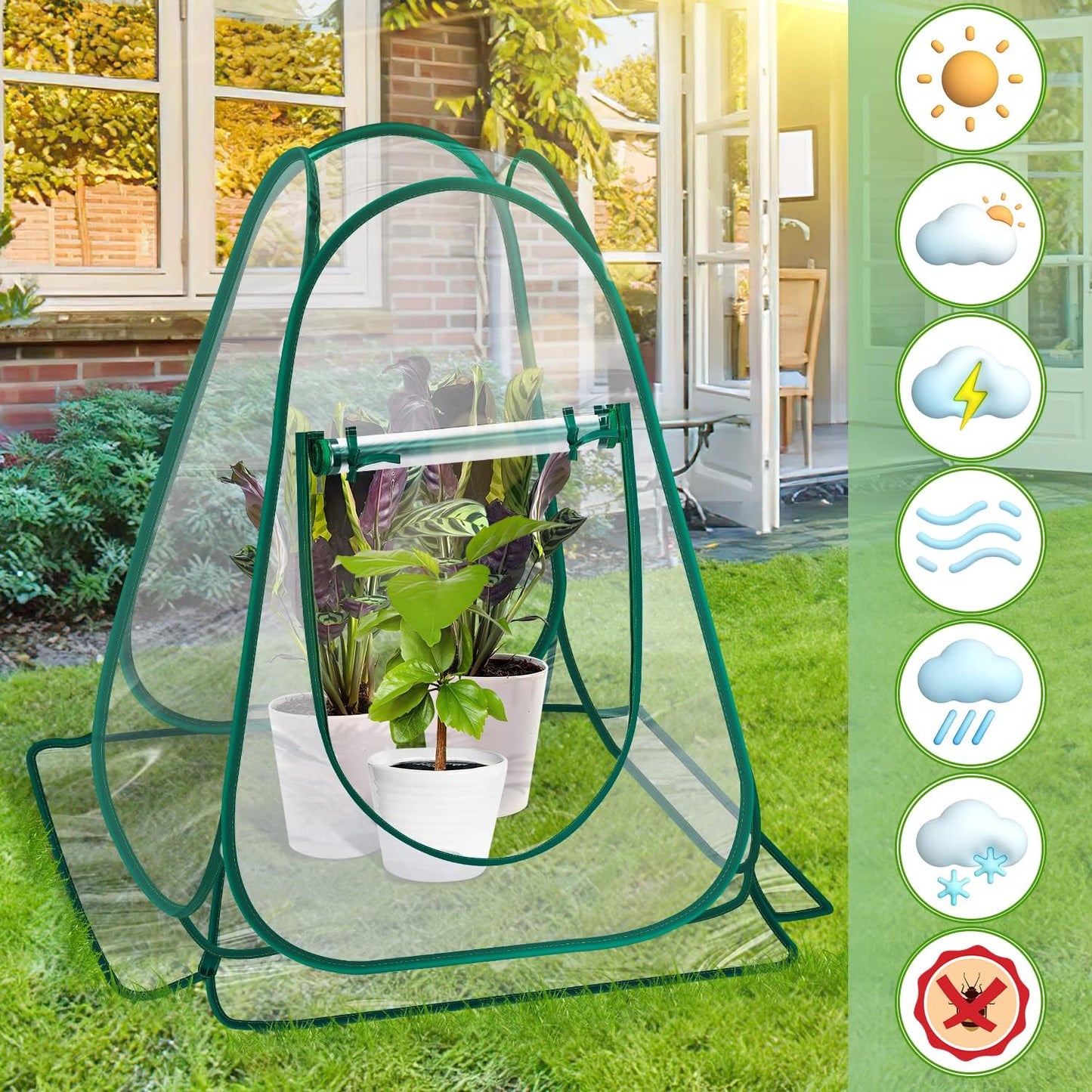 Pop Up Greenhouse Cover, Mini Greenhouse PVC Gardening Plant 3-Pack, Portable Small Green House for Indoor Outdoor, Sunshine Room Backyard Flow
