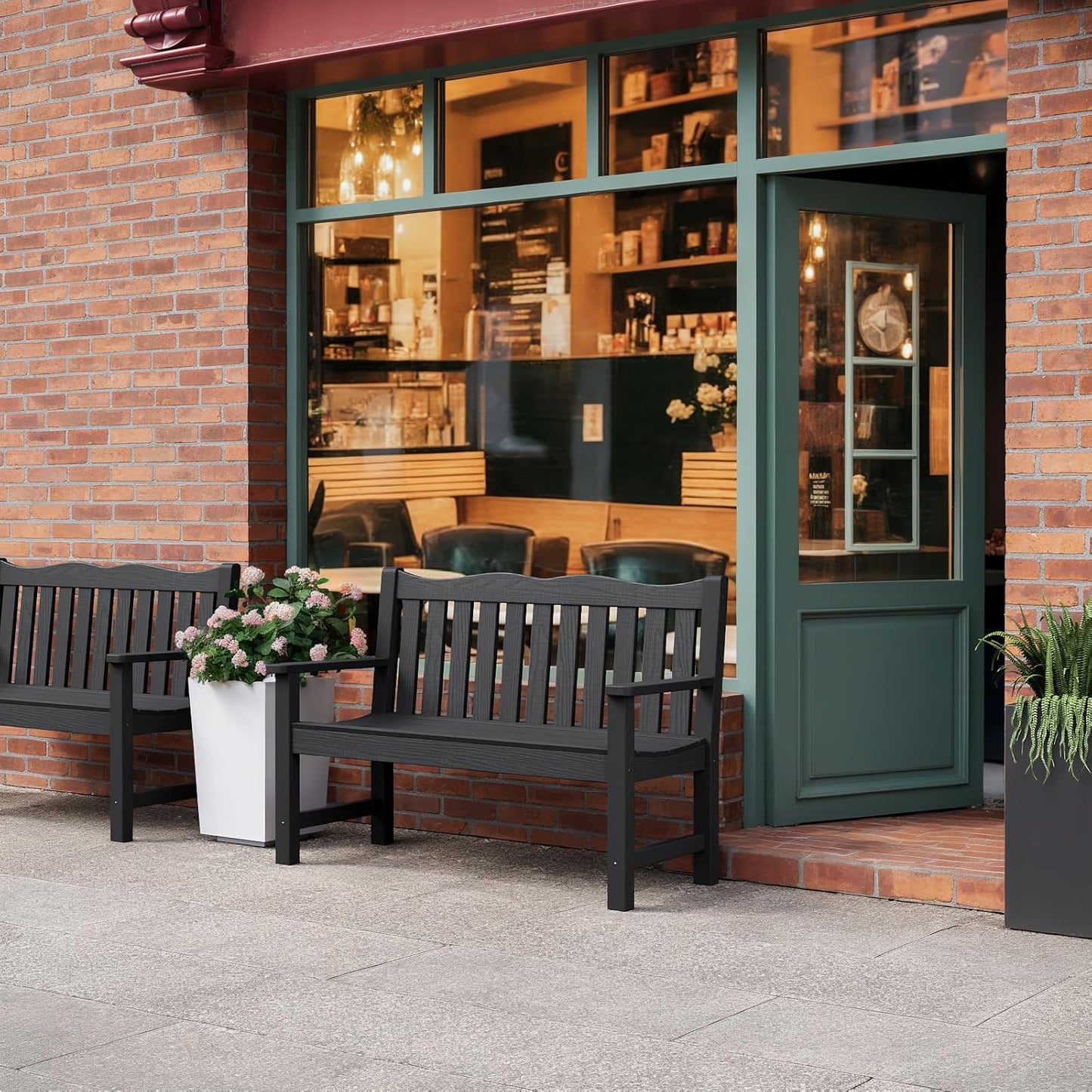 Outdoor Benches Set of 2, 2-Person Garden Bench for Outdoors, Weatherproof Outdoor Benches, Never Rot or Fade, Black