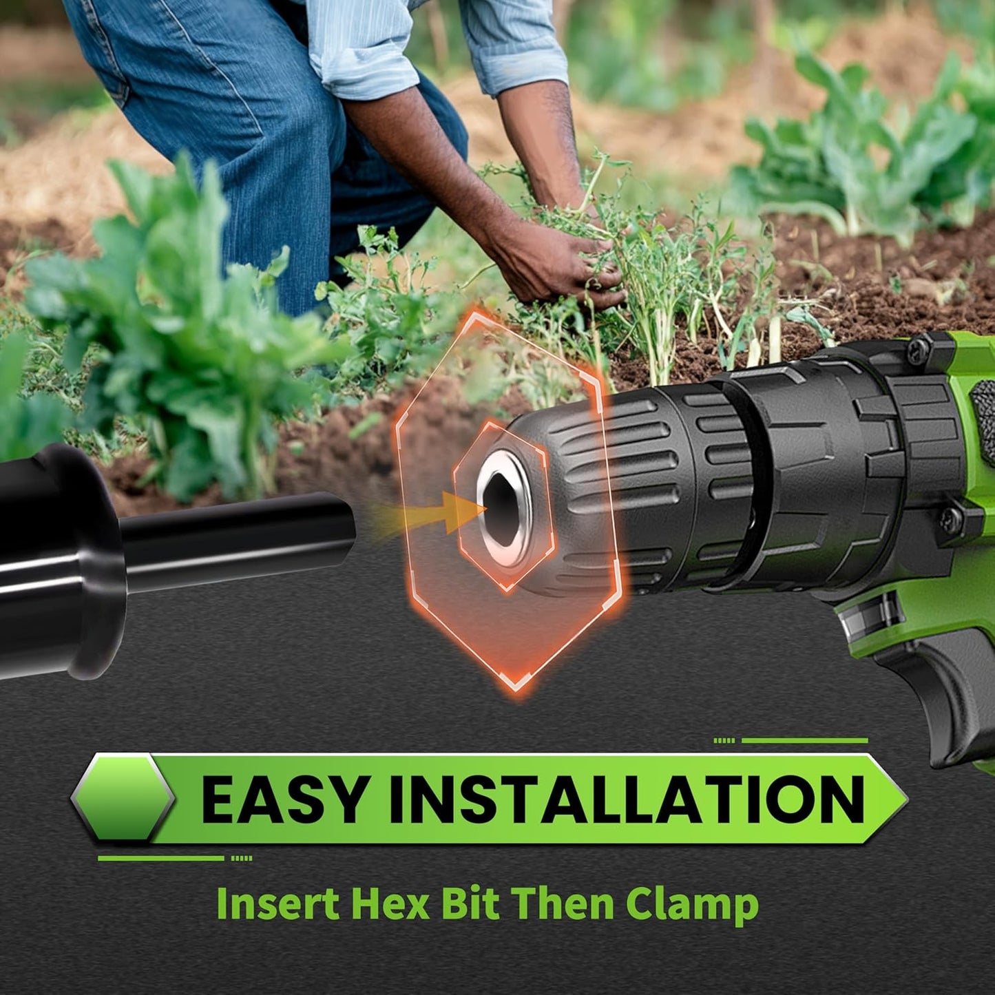 SYITCUN Auger Drill Bit for Planting - 4"X16" Heavy-Duty Post Hole Auger - Auger Post Hole Digger for Fence - 3/8" Hex Drive Drill