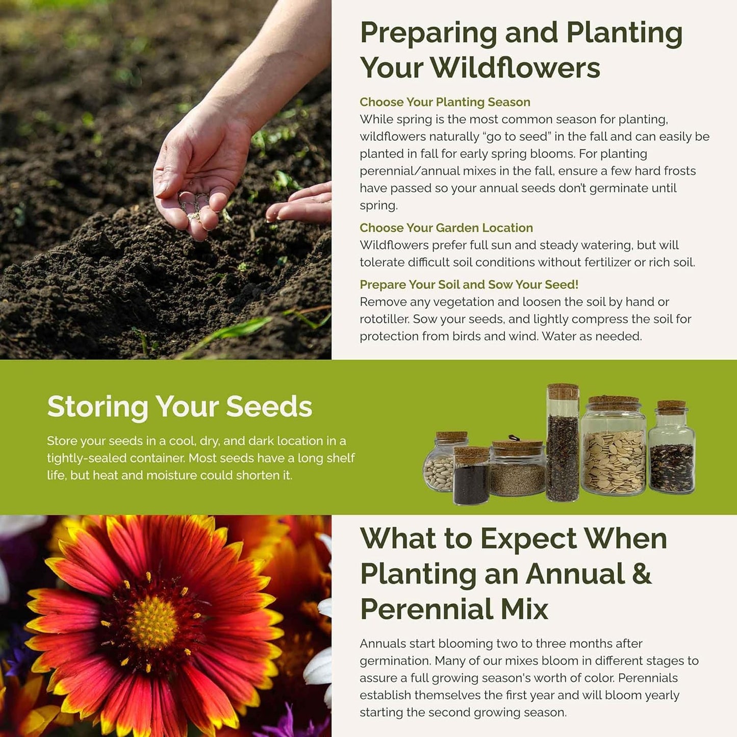 Eden Brothers Dry Area Wildflower Mixed Seeds for Planting, 25 lb, 12,000,000+ Seeds with Cosmos, African Daisy, Blue Flax, Attracts Pollinators, Plant in Spring or Fall, Zones 3, 4, 5, 6, 7, 8, 9, 10