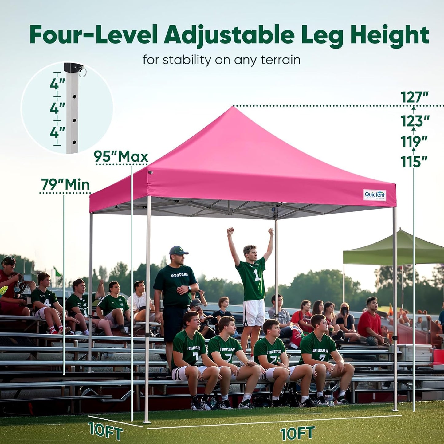 Quictent 10x10 Heavy Duty Pop Up Canopy Tent- Easy up Outdoor Commercial Canopies, Waterproof, 11ft Interior Height, Easy Setup, Includes Sand Weight Bags and Wheeled Carry Bag