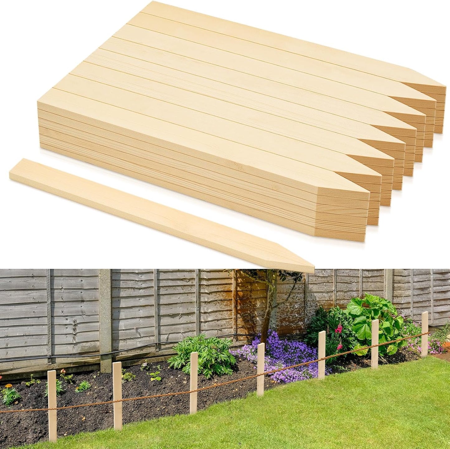 48 Pieces Wooden Garden Stakes 18 Inch Grade and Survey Stakes Wooden Garden and Sign Posts for Plant Support Silt Fence Yard Farm Survey Boundaries Baselines