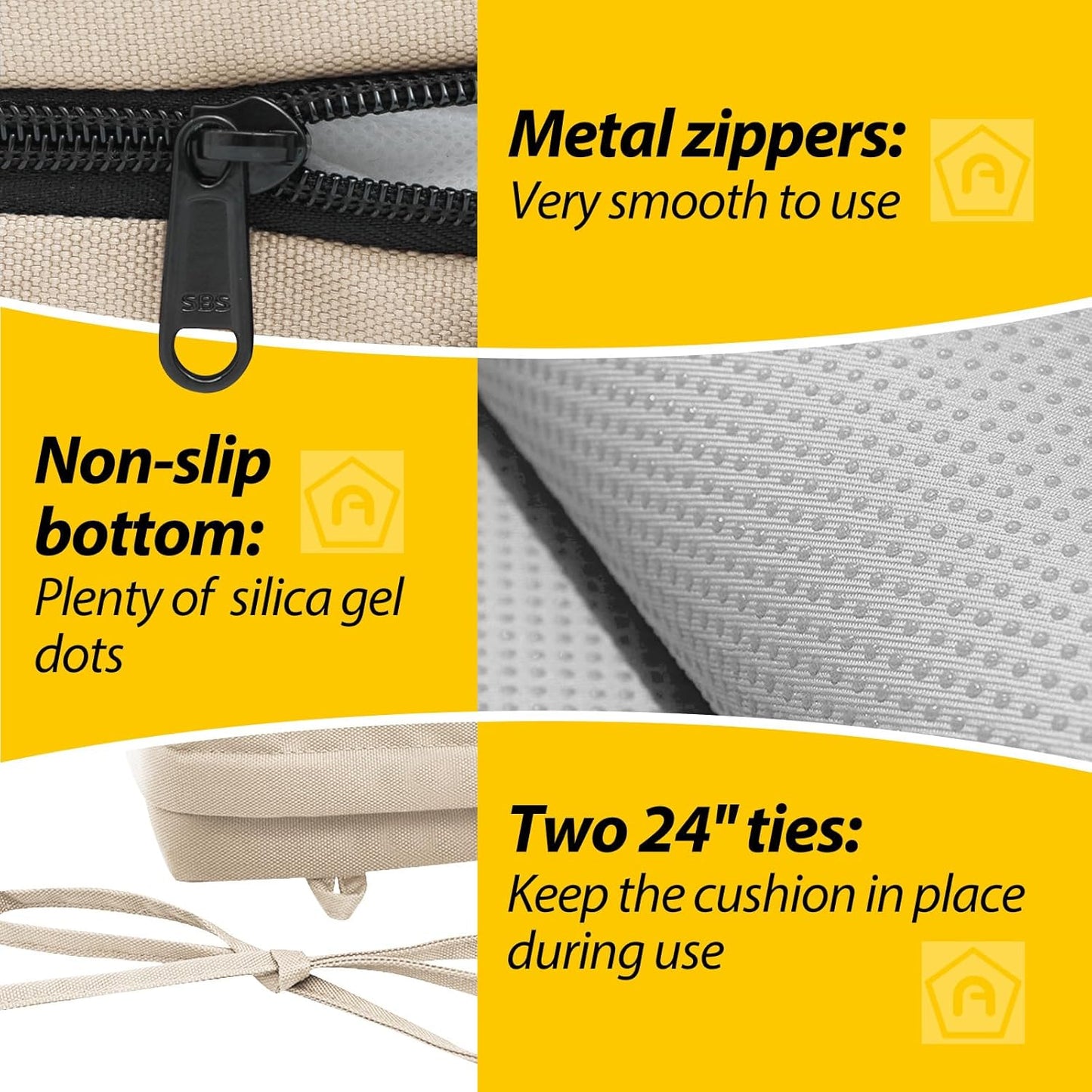 AAAAAcessories Outdoor Seat Cushions for Chairs, Waterproof, Fade-Resistant Patio Furniture Replacement Cushions, 18.5" x 16" x 3", Set of 4, Khaki Beige