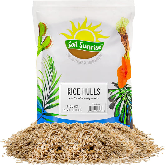 Horticultural Grade Rice Hulls (4 Quarts); All Natural Organic for House Plants and Chicken Bedding