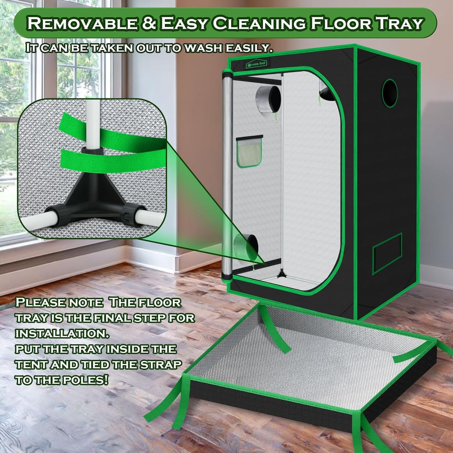 3x3 Grow Tent, 36"x36"x72" Growing Tent with Observation Window and Floor Tray for Hydroponics Indoor Plant Growing 3x3 Grow Room