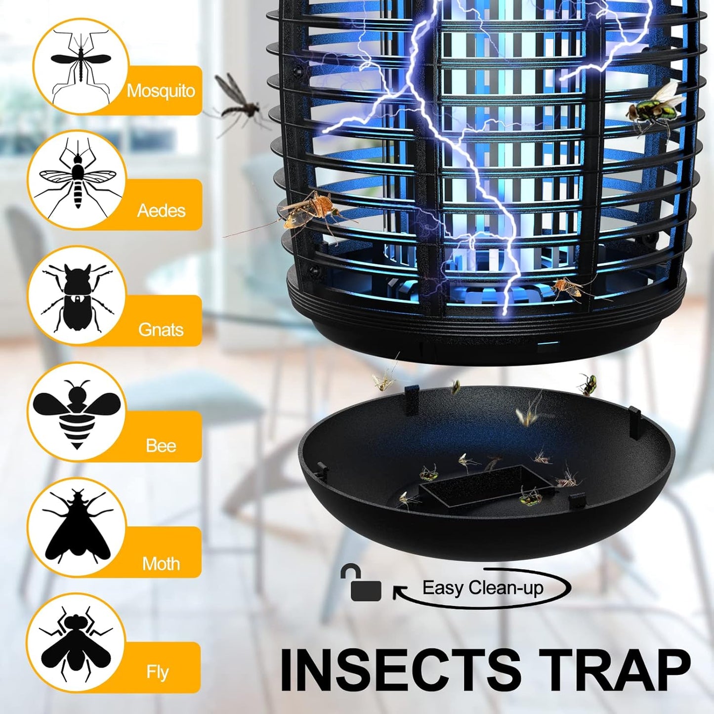 VANELC Bug Zapper for Indoor and Outdoor, 4200V Electric Mosquito Zapper, High Powered Waterproof Fly Zappers Mosquito Traps Outdoor, Fly Control for Home, Kitchen, Backyard, Camping