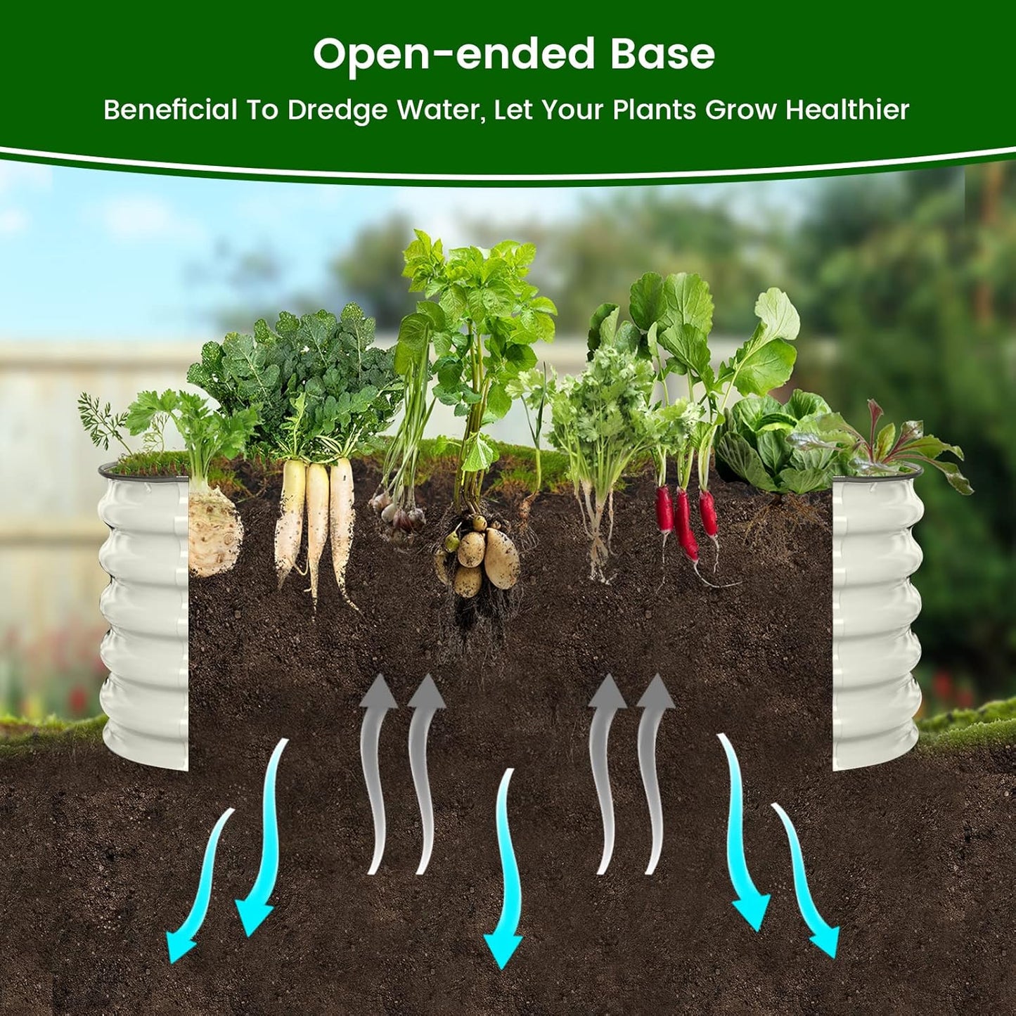 Olle 17" Tall, 42" Round Metal Raised Garden Bed Kits, Planter Raised Beds for Gardening, Raised Flower Bed Galvanized Planter Box, 3.5 * 3.5 * 1.4Ft,Ivory