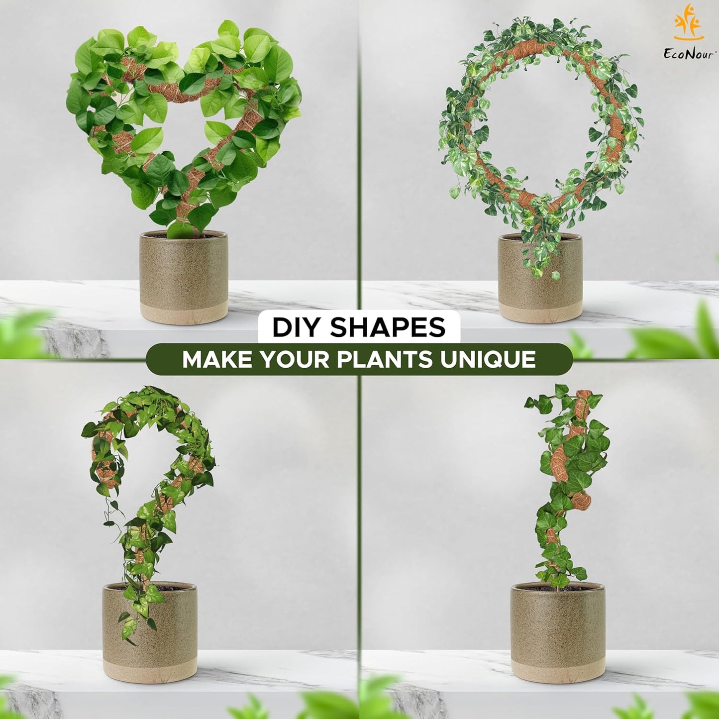 EcoNour Tall Moss Pole for Plants (1-Pack) 63-Inch | Large Monstera Plant Support for Climbing and Growth | Elevate Your Indoor Garden | Tall Plant Support for Indoor Potted Plants to Grow Upwards