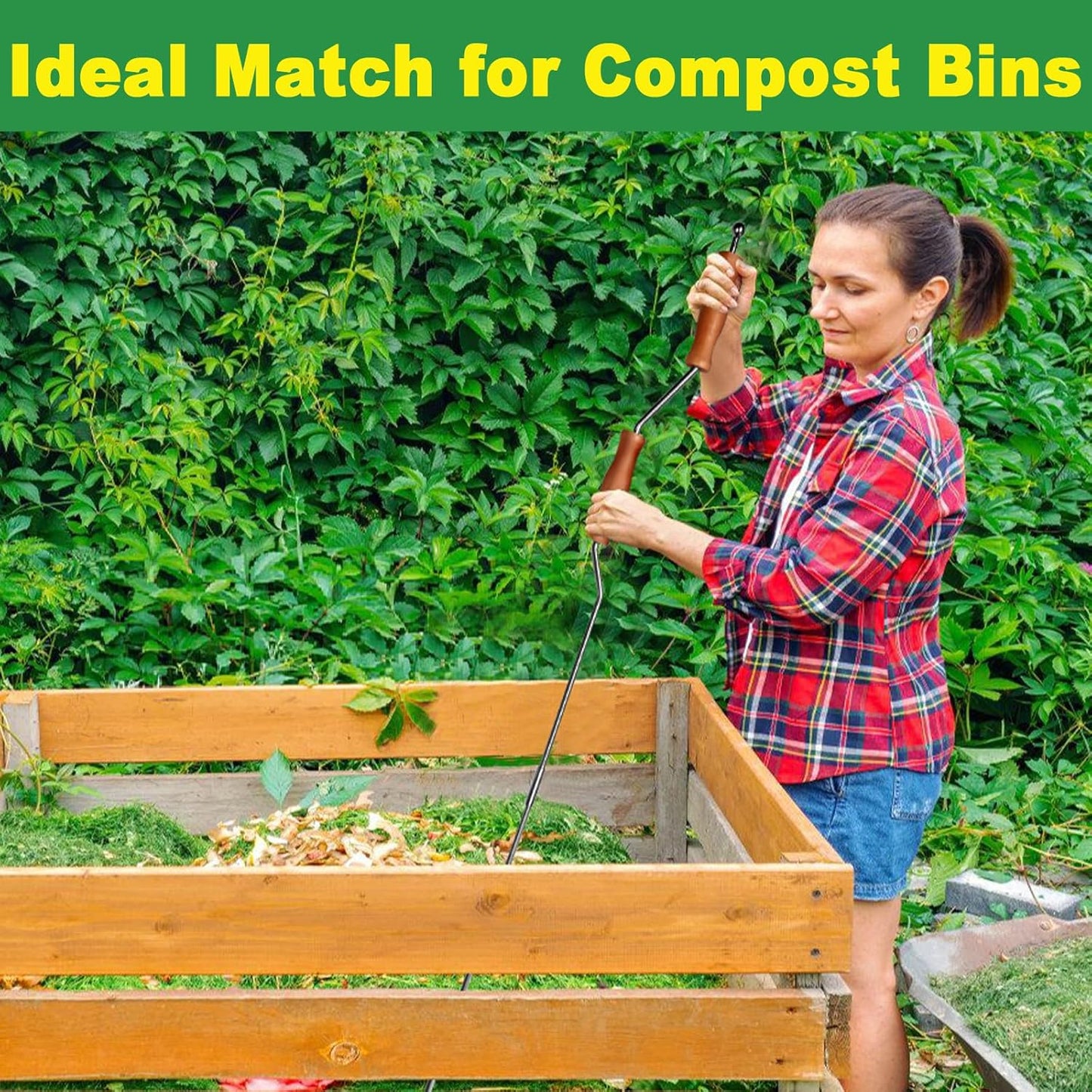 Stainless Steel Compost Aerator Tool – Manual Compost Turner for Outdoor Tumbler Bins, Rotating Mixing Tool