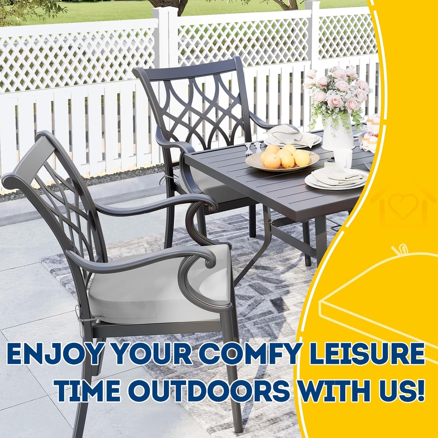 AAAAAcessories Outdoor Seat Cushions for Chairs, Waterproof, Fade-Resistant Patio Furniture Replacement Cushions, 17" x 16" x 2", Set of 4, Gray